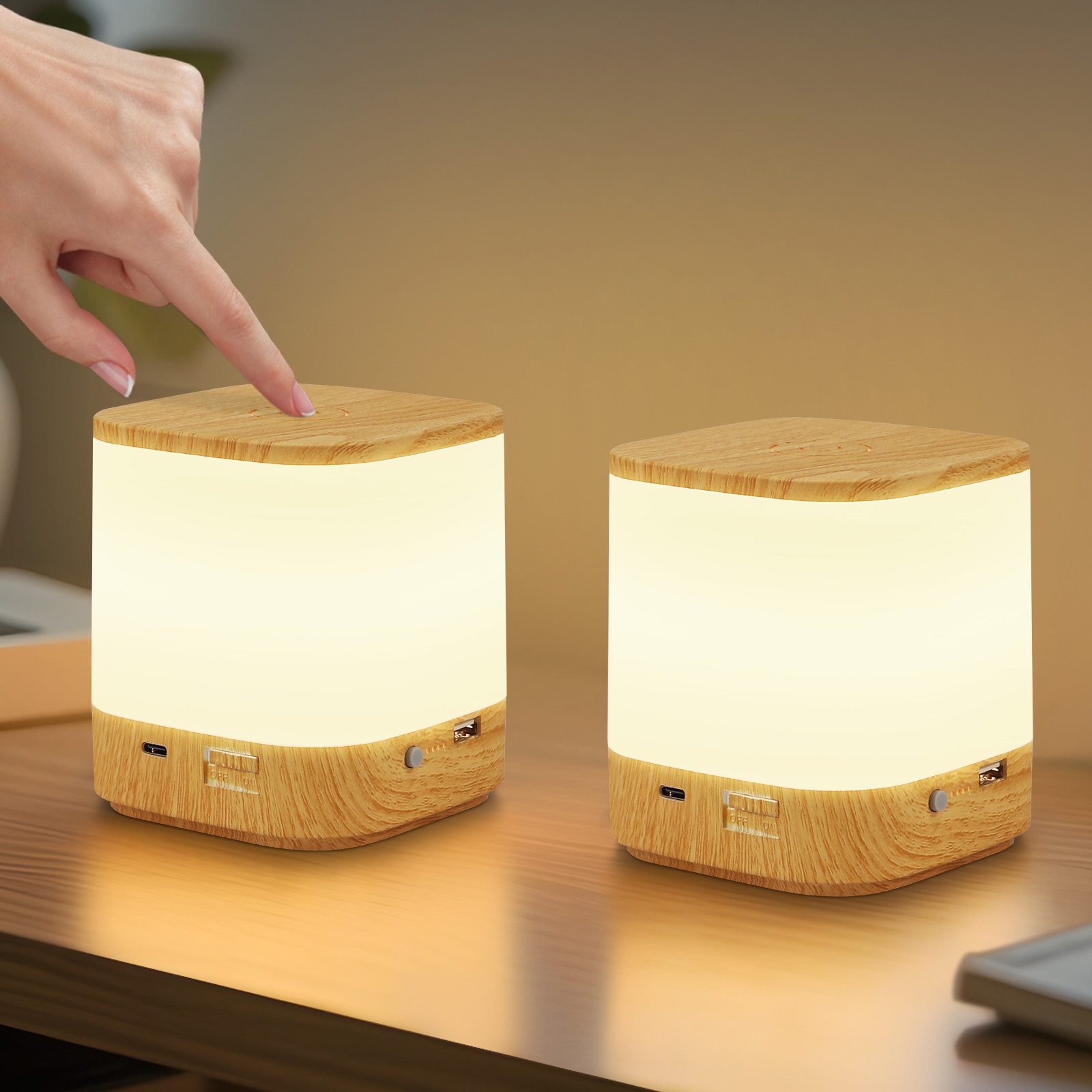 Nettlife LED Nachttischlampe 2ER Touch Dimmbar Akku 1800/3600mAH USB Auflad günstig online kaufen