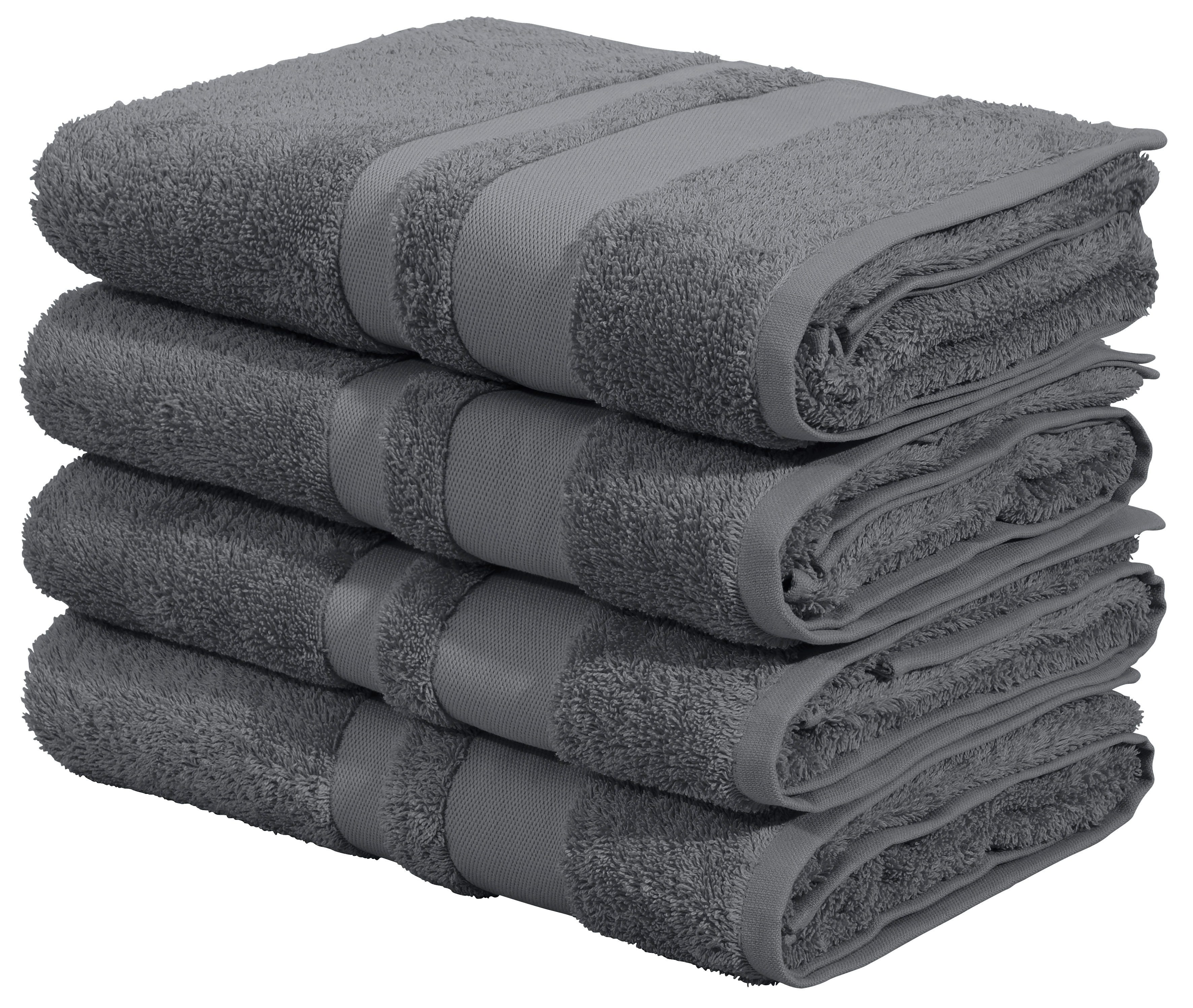 OTTO home Duschtücher Vanessa, 4 Duschtücher, 70x140cm, in Standard- und Premium-Qualität, Walkfrottee (Set, 4-St), Handtücher mit Bordüre, 100% Baumwolle, einfarbig, weich