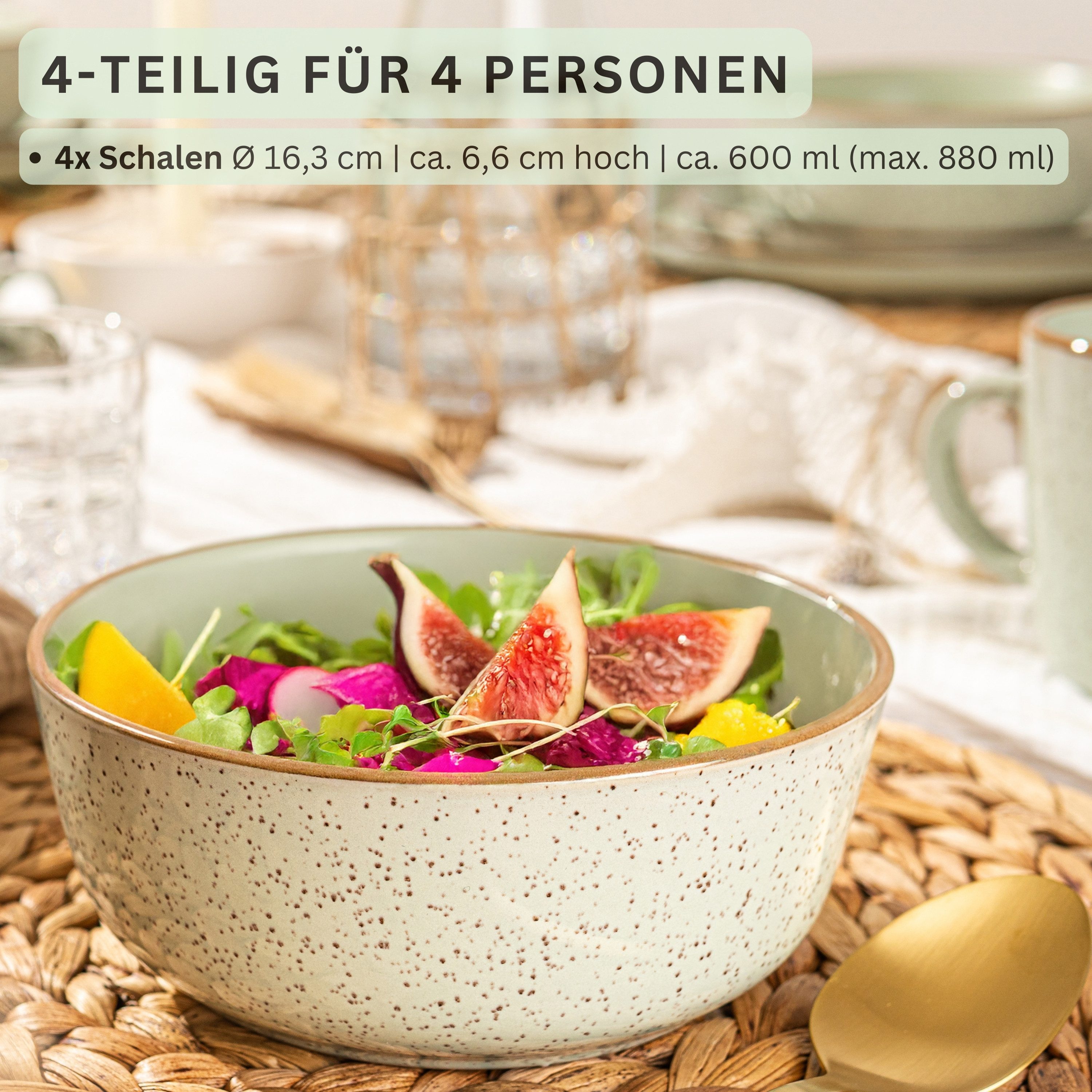 SÄNGER Teller Rio, (4 St), Rio Minze, 4x Schalen, Steingut, Handmade, VALUE COLLECTION