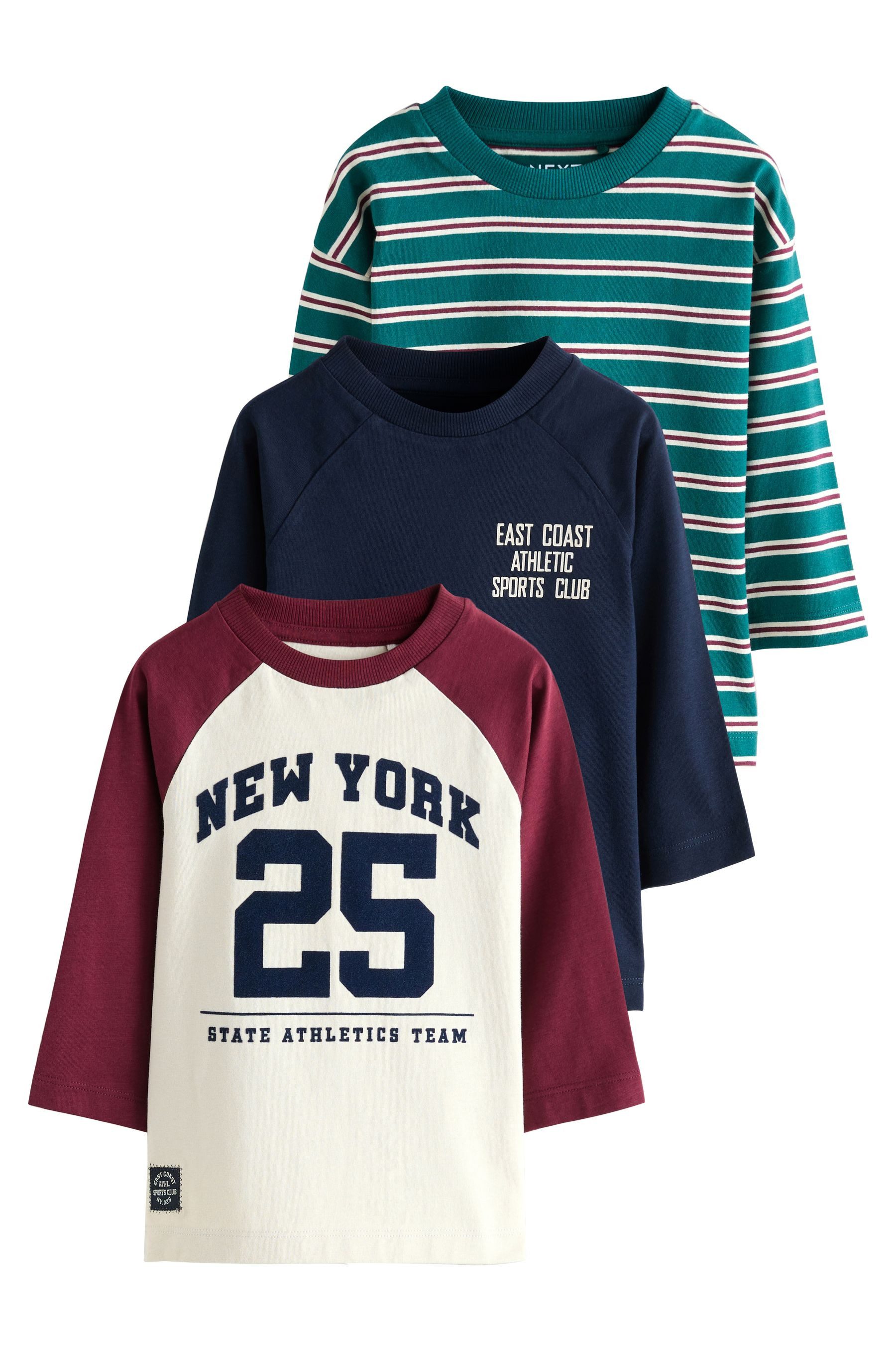 Next Langarmshirt 3er-Pack T-Shirts mit Grafik-Print günstig online kaufen