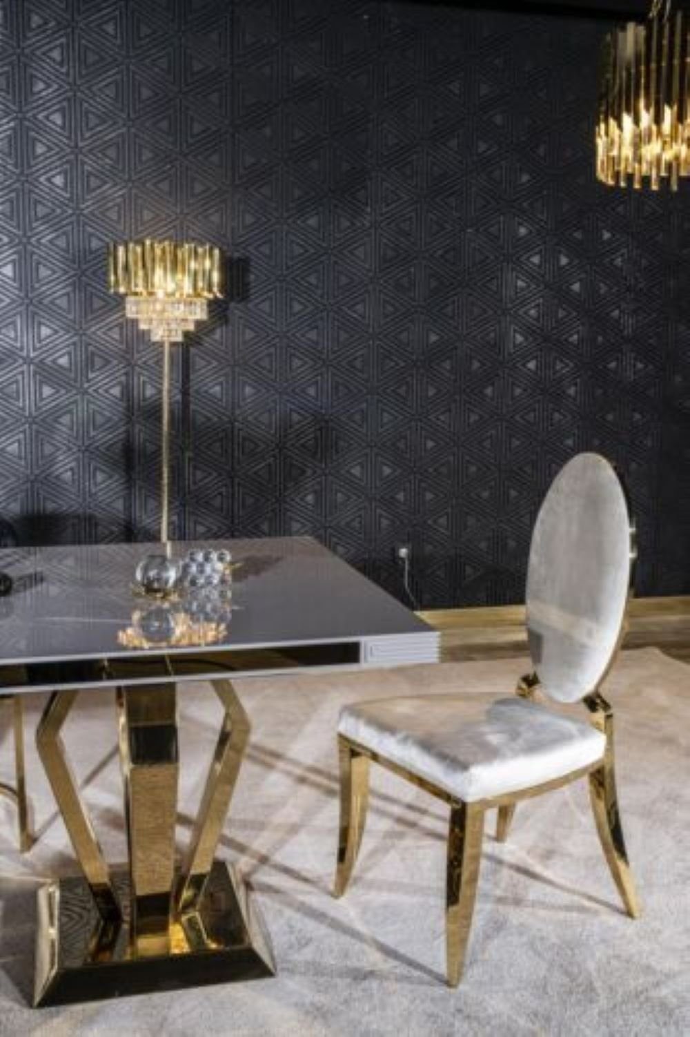 JVmoebel Stuhl Esszimmer Stuhl weiß Luxus Metall mit Textil Stühle Stil Modern, Made in Europa