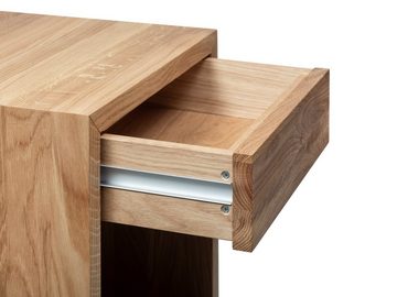 Woodek Design Nachttisch HUGO 39, Skandinavischer Wandschrank (Ablagetisch aus unbehandeltem Eichenholz, 1-St., hängende und moderne Nachttischkonsole), Funktionaler Beistelltisch