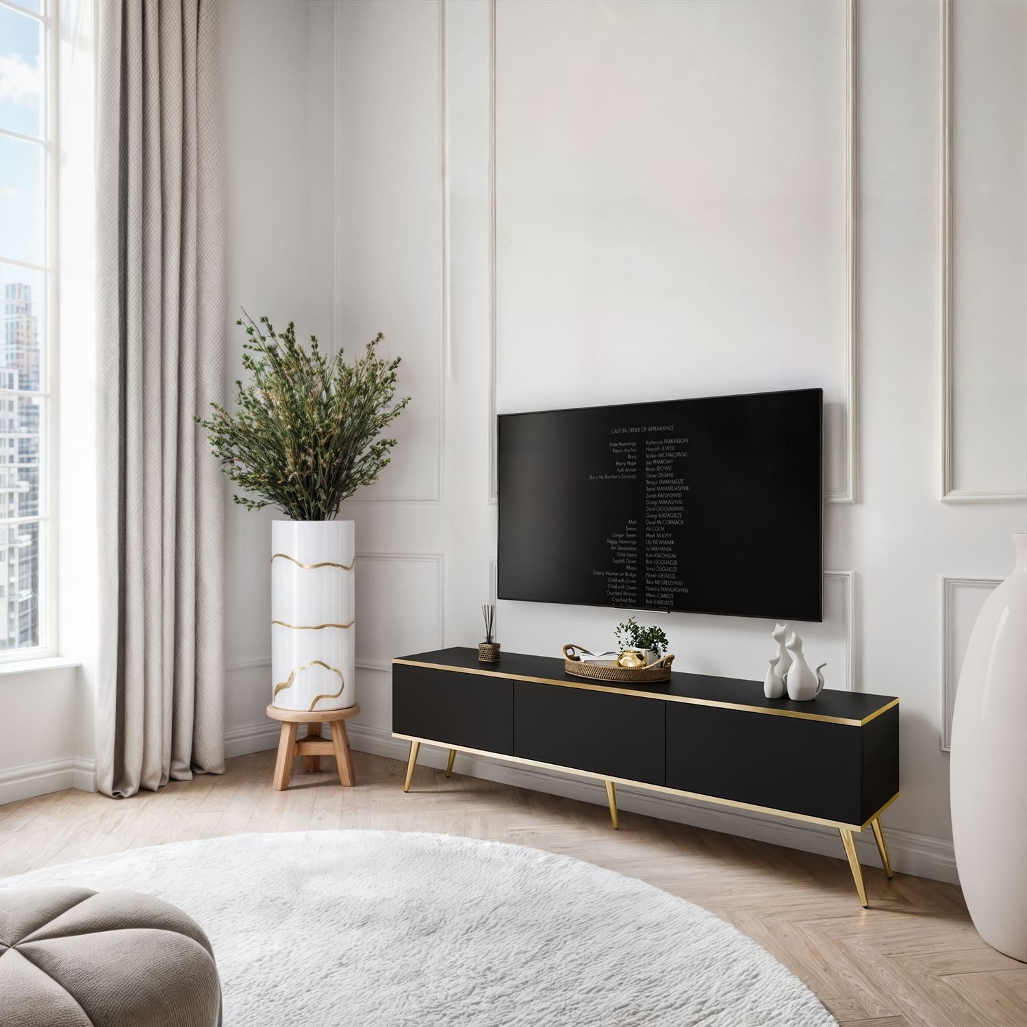 Lookway TV-Schrank OXFORD III 175 cm auf goldenen Füßen Breite: 175 cm
