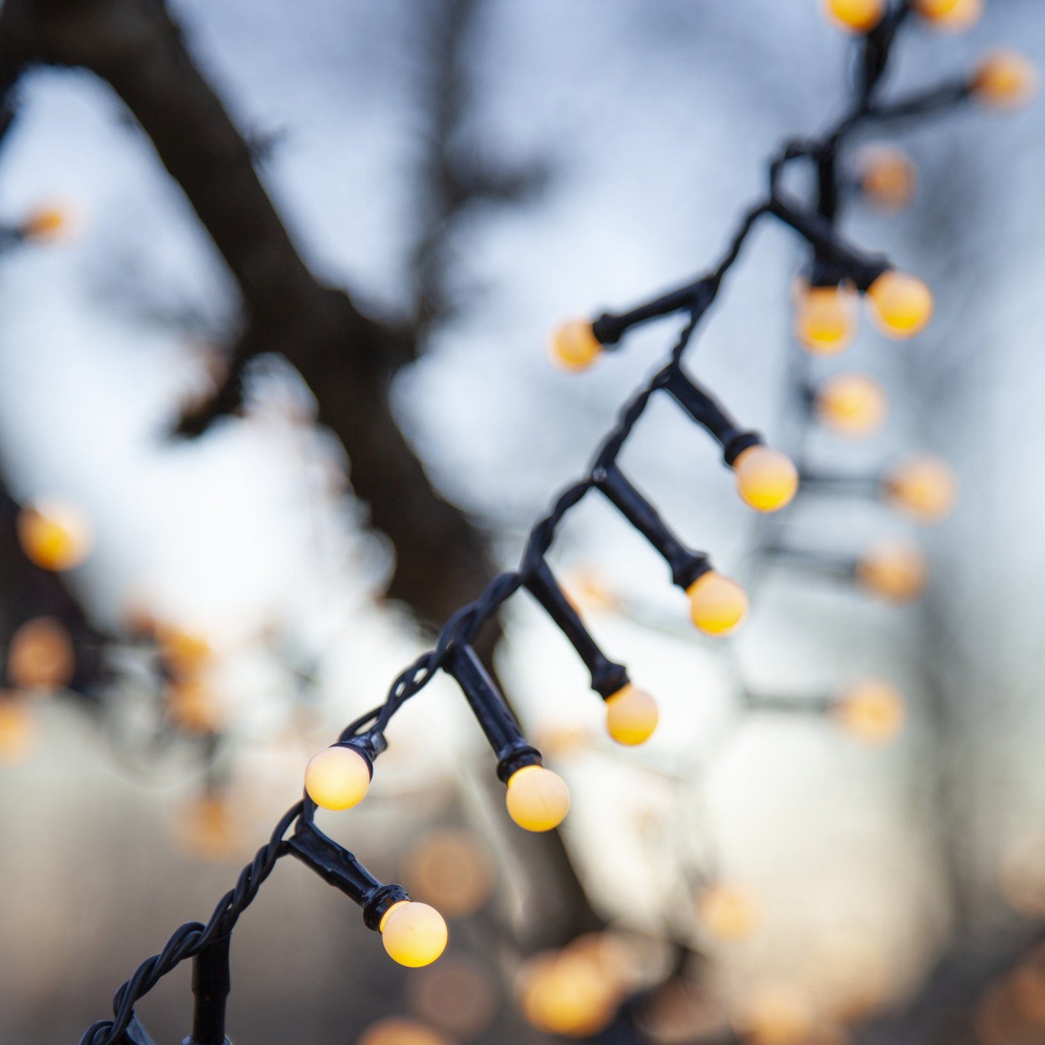 außen, 700-flammig LED 14m MARELIDA 700 Lichterkette Berry LED LED-Lichterkette Kugeln Mini opale warmweiße