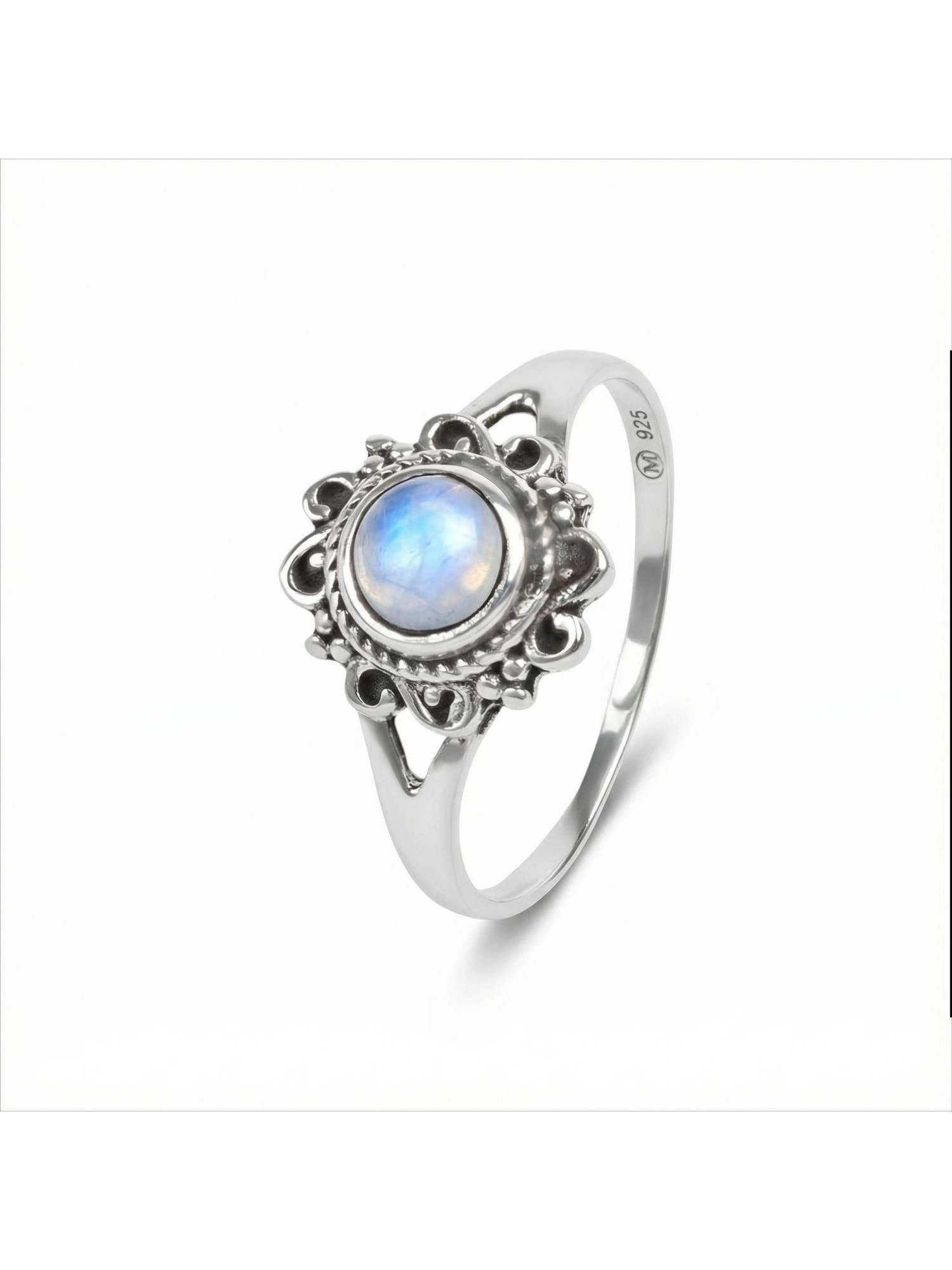 mantraroma Silberring CARINO aus 925 Silber mit Regenbogen Mondstein (Ring günstig online kaufen