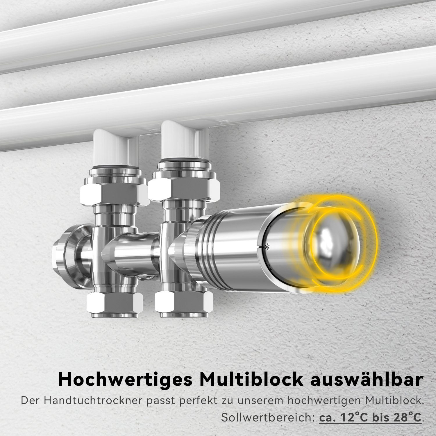 SONNI Badheizkörper Handtuchtrockner Handtuchwärmer Mittelanschluss, Weiß, günstig online kaufen