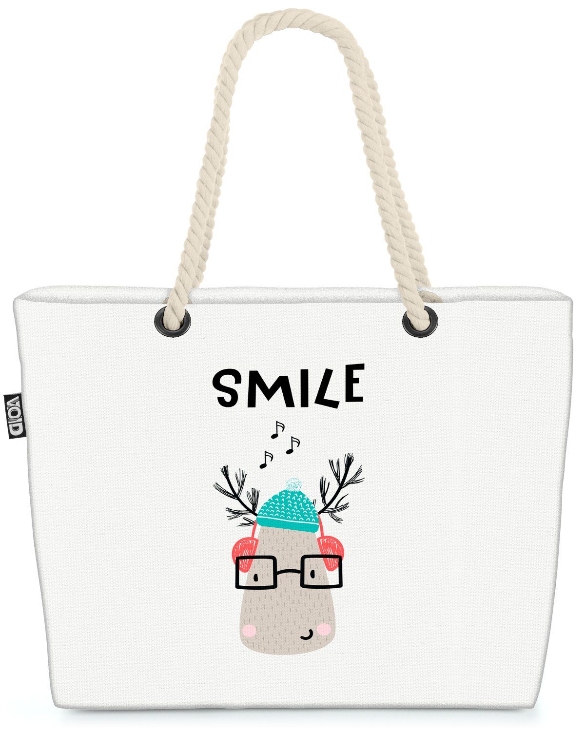 VOID Strandtasche (1-tlg), Rentier Smile Winter Rentier Smile Winter Tier Kinderzimmer Kinder Ze