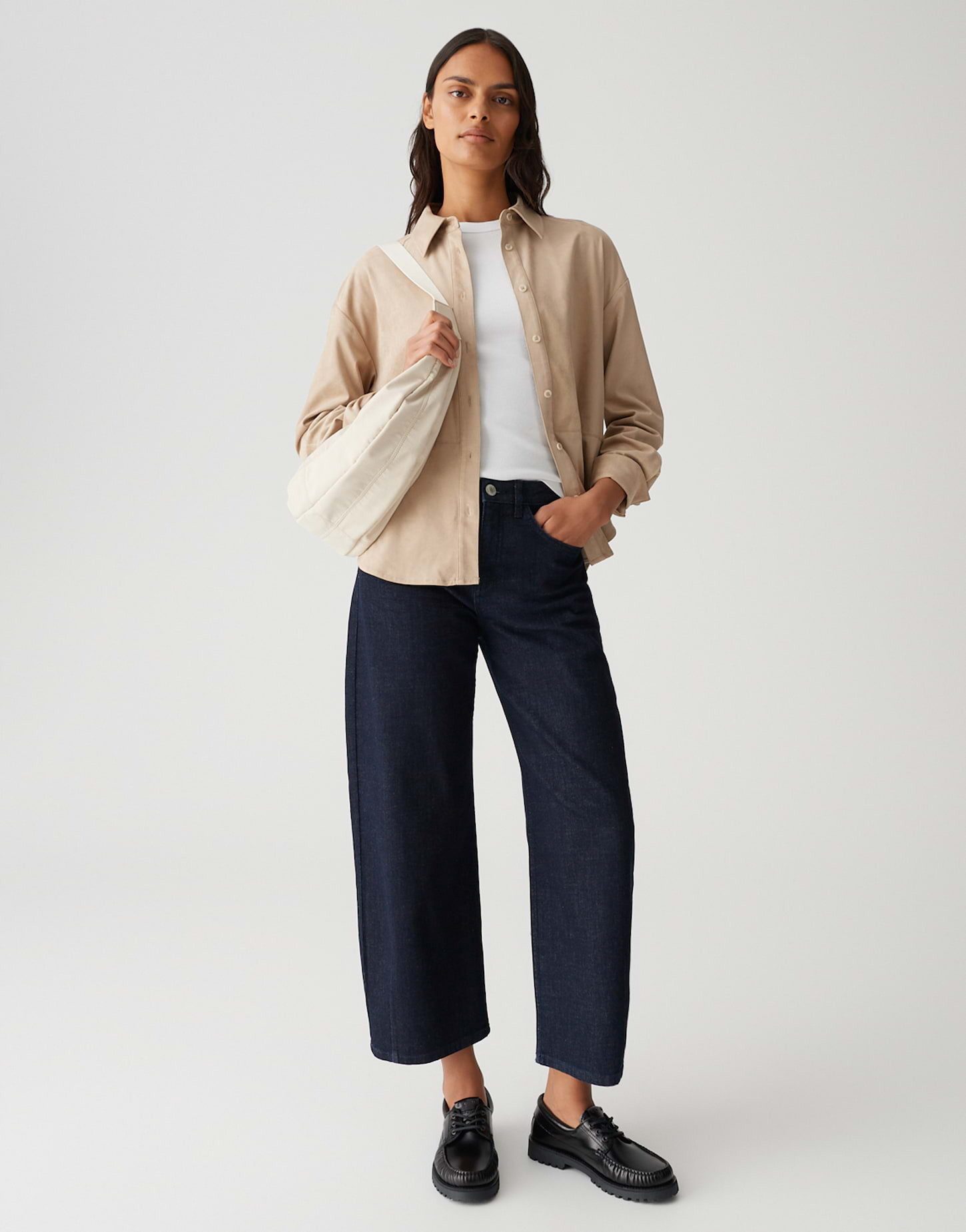 OPUS Hemdbluse FELOUR in Wildlederoptik lockere Passform, extrem weicher Griff, Knopfleiste