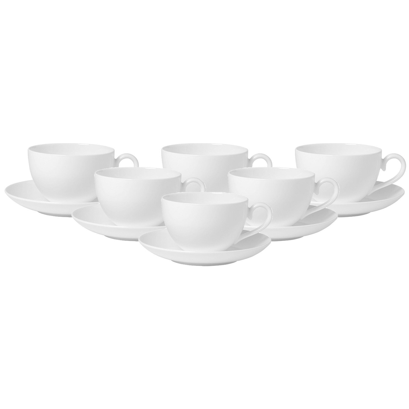 Villeroy & Boch Tasse Royal Kaffeetassen mit Untertassen 260 ml 6er Set, 12-tlg., Porzellan