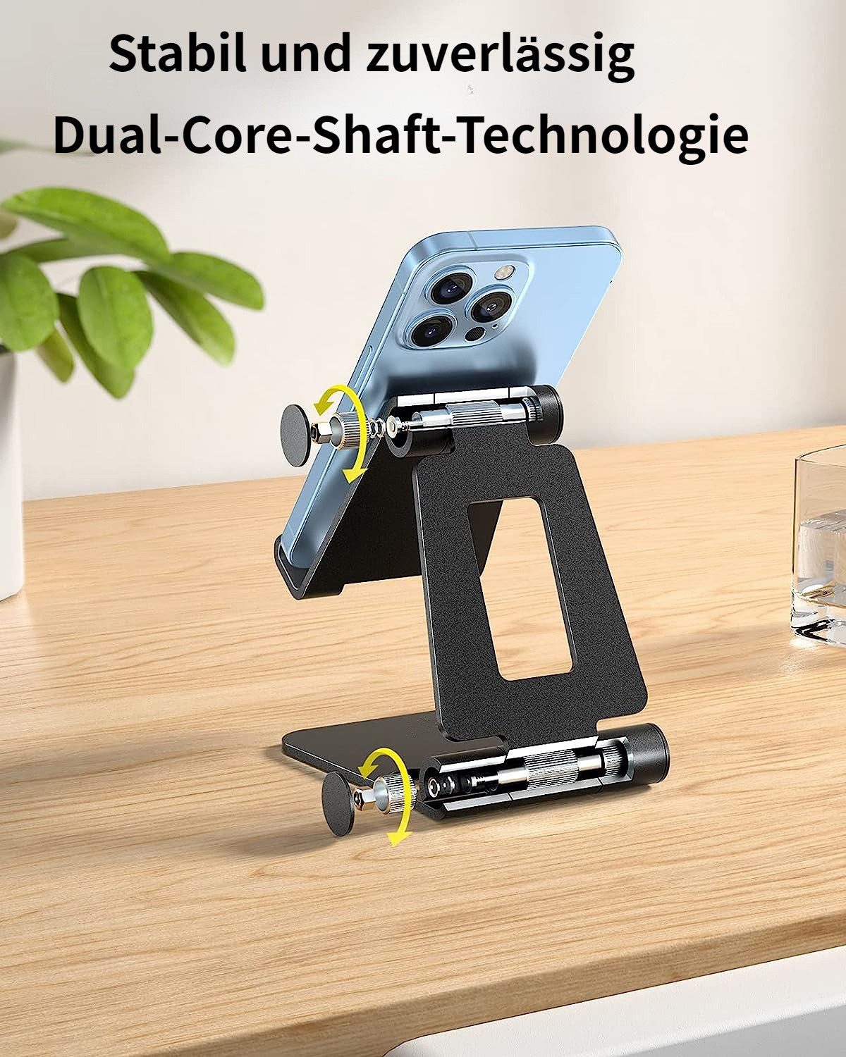 Blusmart Smartphone-Halterung Verstellbarer Handyhalter, (bis 8,00 Zoll, Faltdesign, tragbar und tragbar., Aus Aluminiumlegierung, robust und langlebig., Funkti – Bild 4 von 5