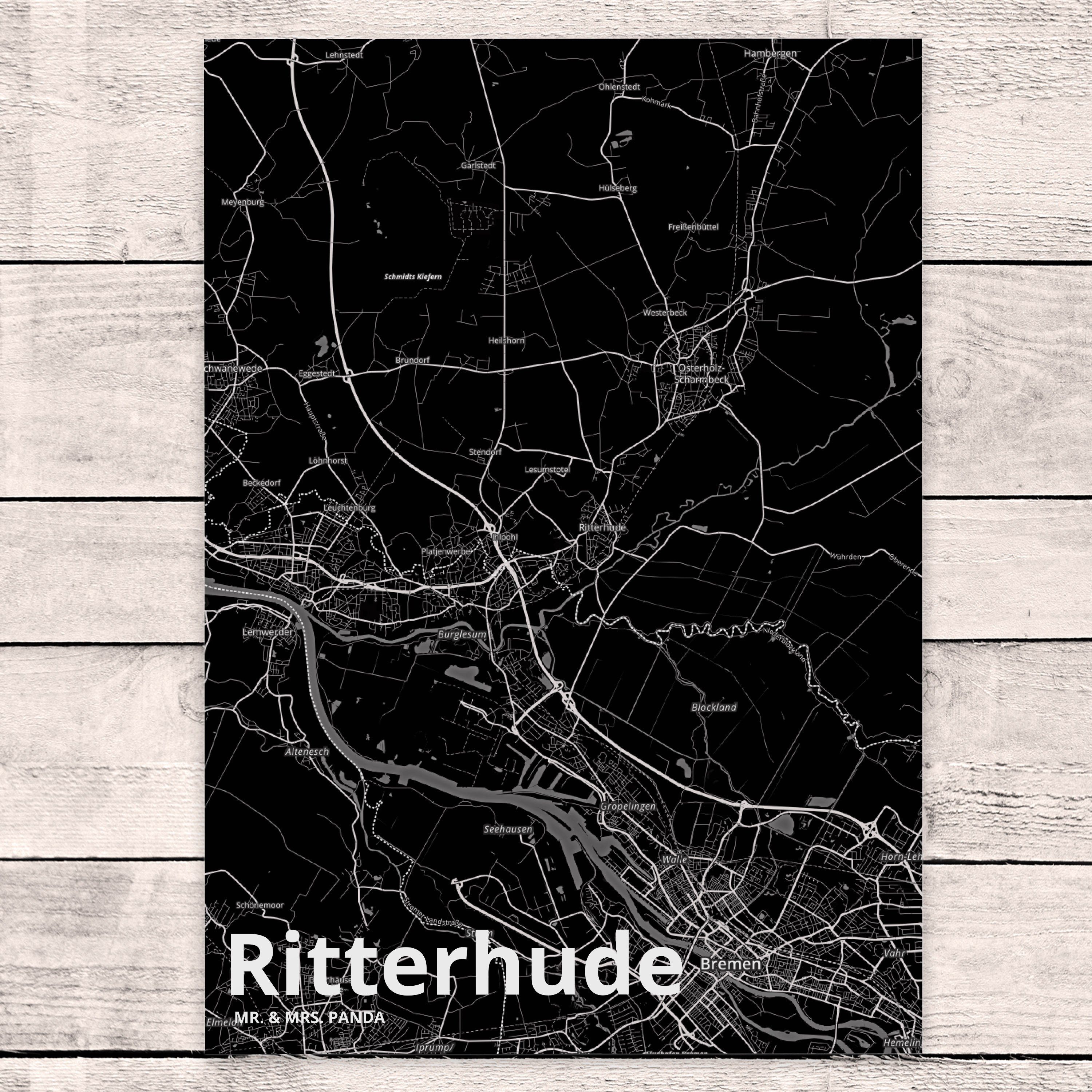 Dorf Geschenk, Karte Mr. Ansichtskarte, Map Landkarte Mrs. Panda & - Ritterhude Postkarte Stadt