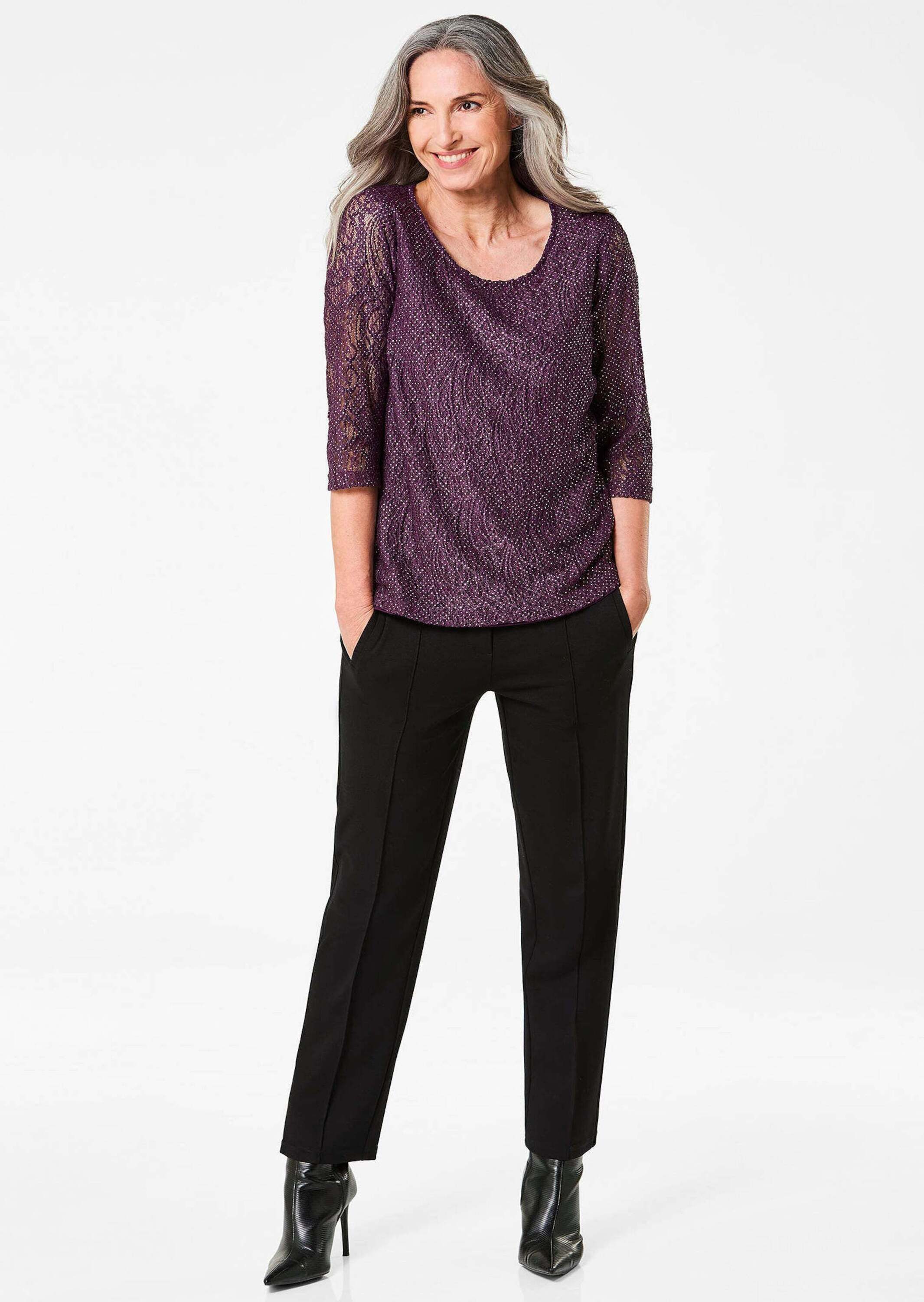 GOLDNER Klassische Bluse Elegantes Blusenshirt mit Glanzeffekt Viskosebluse günstig online kaufen