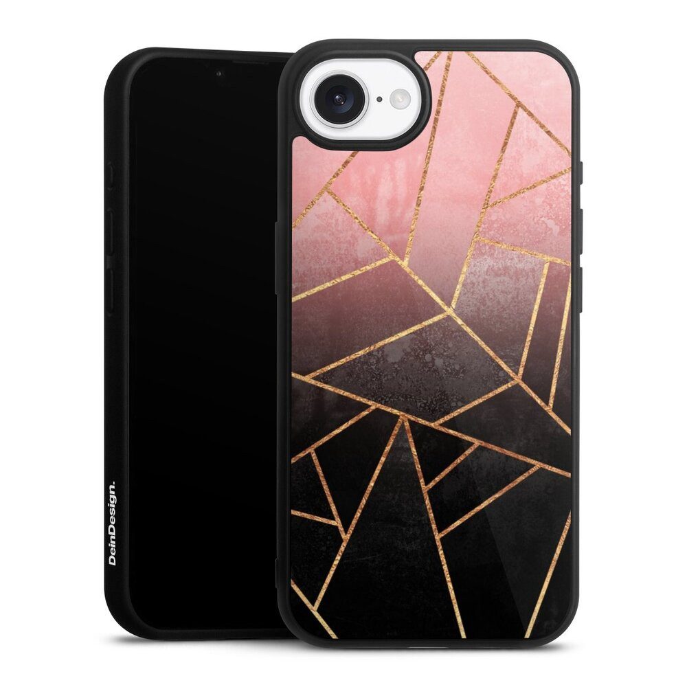 Handyhülle Farbverlauf Geometric Gold & Kupfer Pink And Black Stone Gold Print
