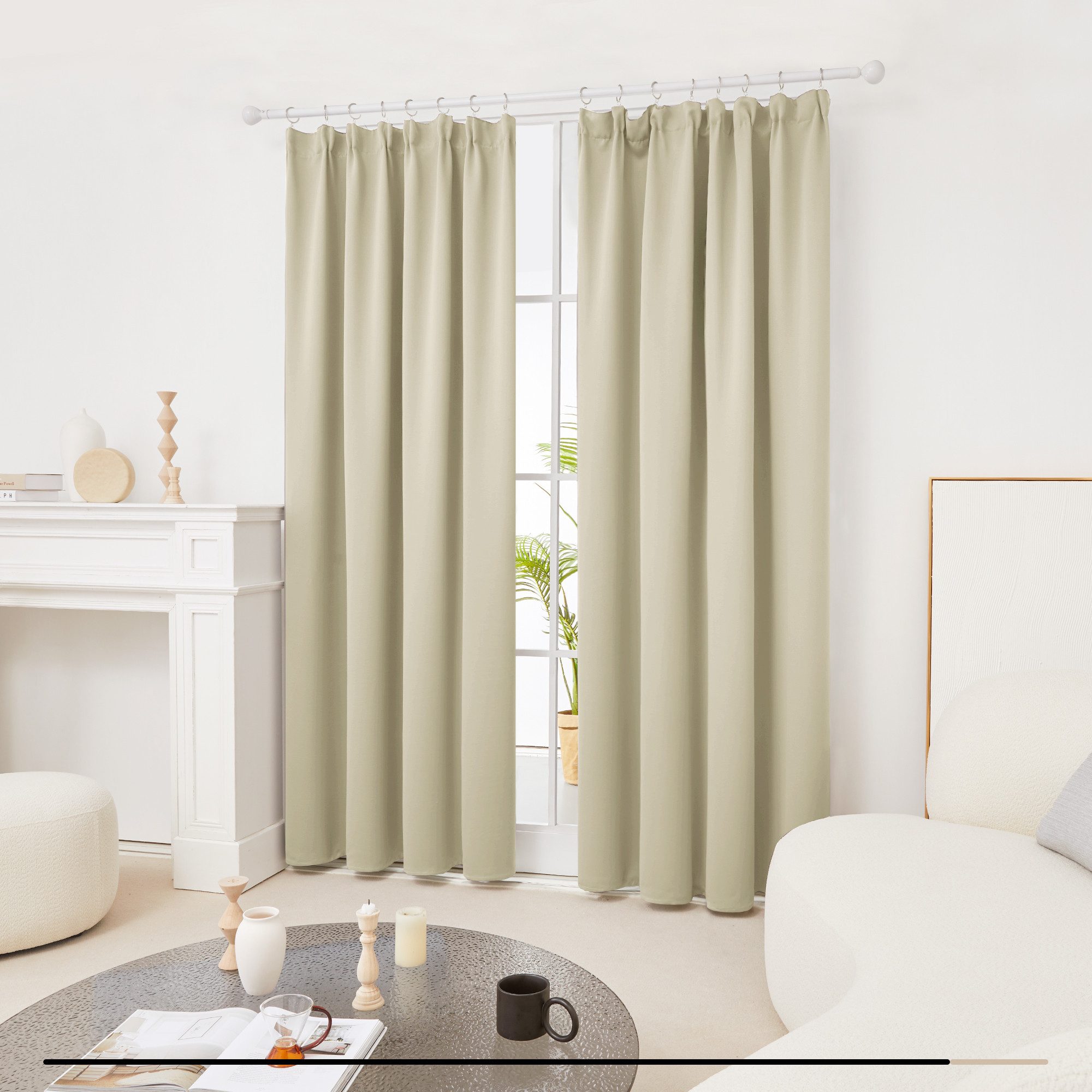 Deconovo Verdunkelungsvorhang Gardinen mit Kräuselband Blickdicht Vorhänge Wohnzimmer 2er Set, Vorhang Verdunkelung Vorhänge Kälteschutz Schlafzimmer Thermovorhang