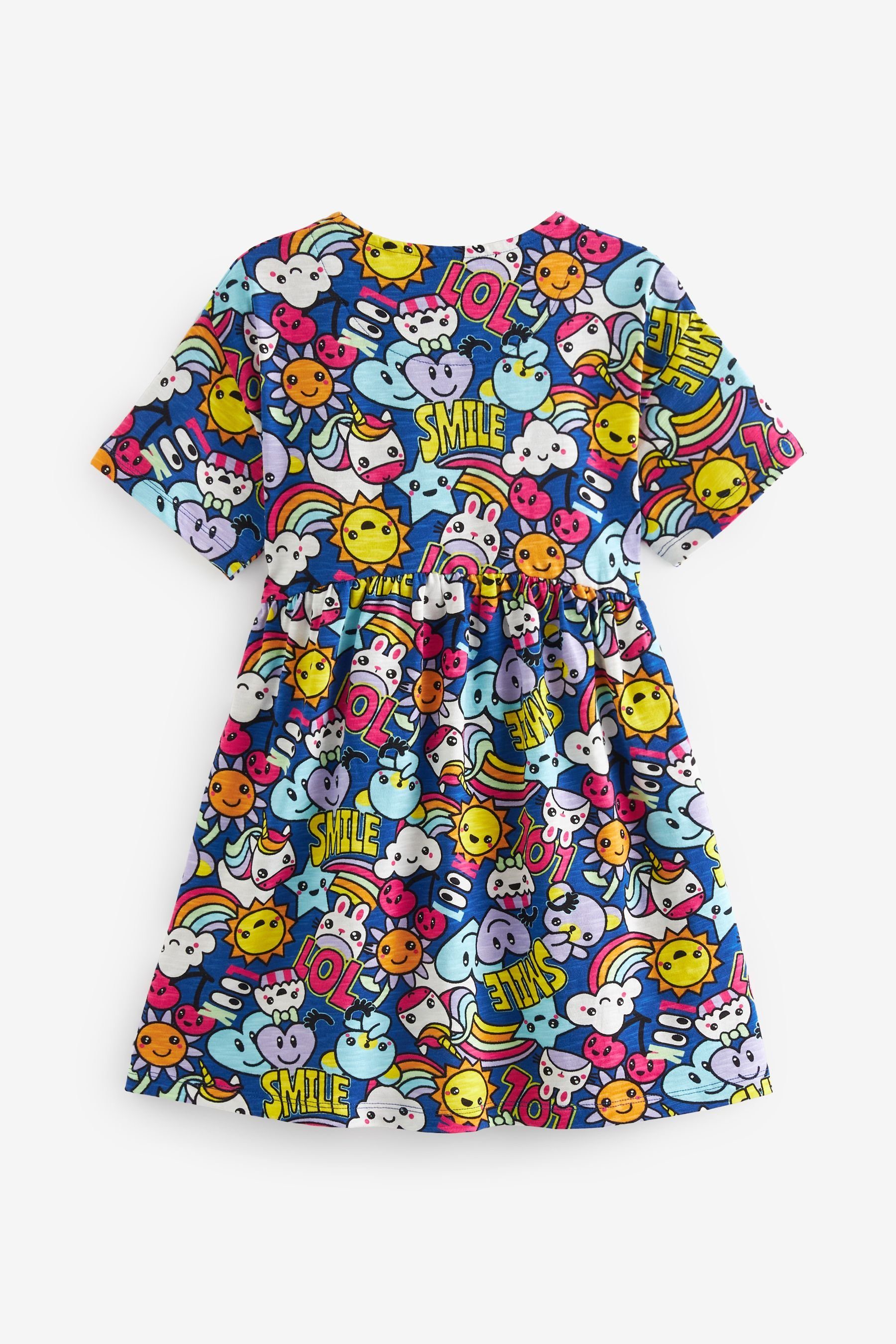 (1-tlg) Print Cute Character Kurzärmliges Jersey-Kleid Jerseykleid Next Blue/Pink