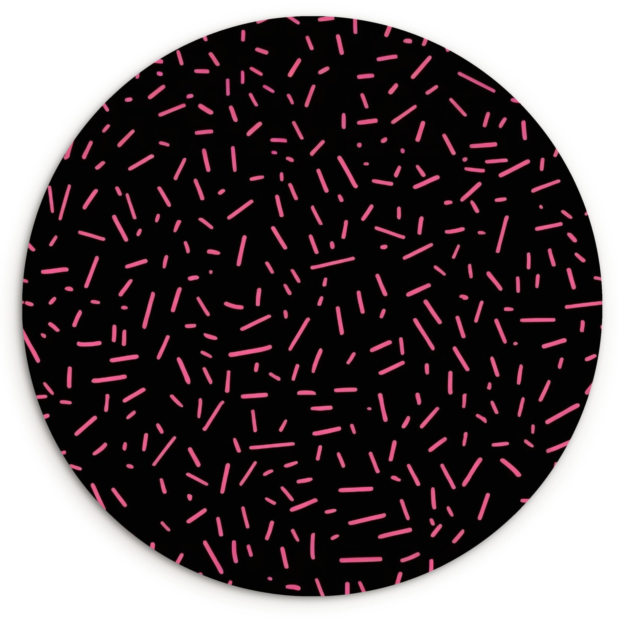 MuchoWow Gemälde Spiele - Streifen - Rosa - Abstrakt, Fotodruck (1 St), Kreis Wanddekoration, Rundes Wandbild, 30x30 cm