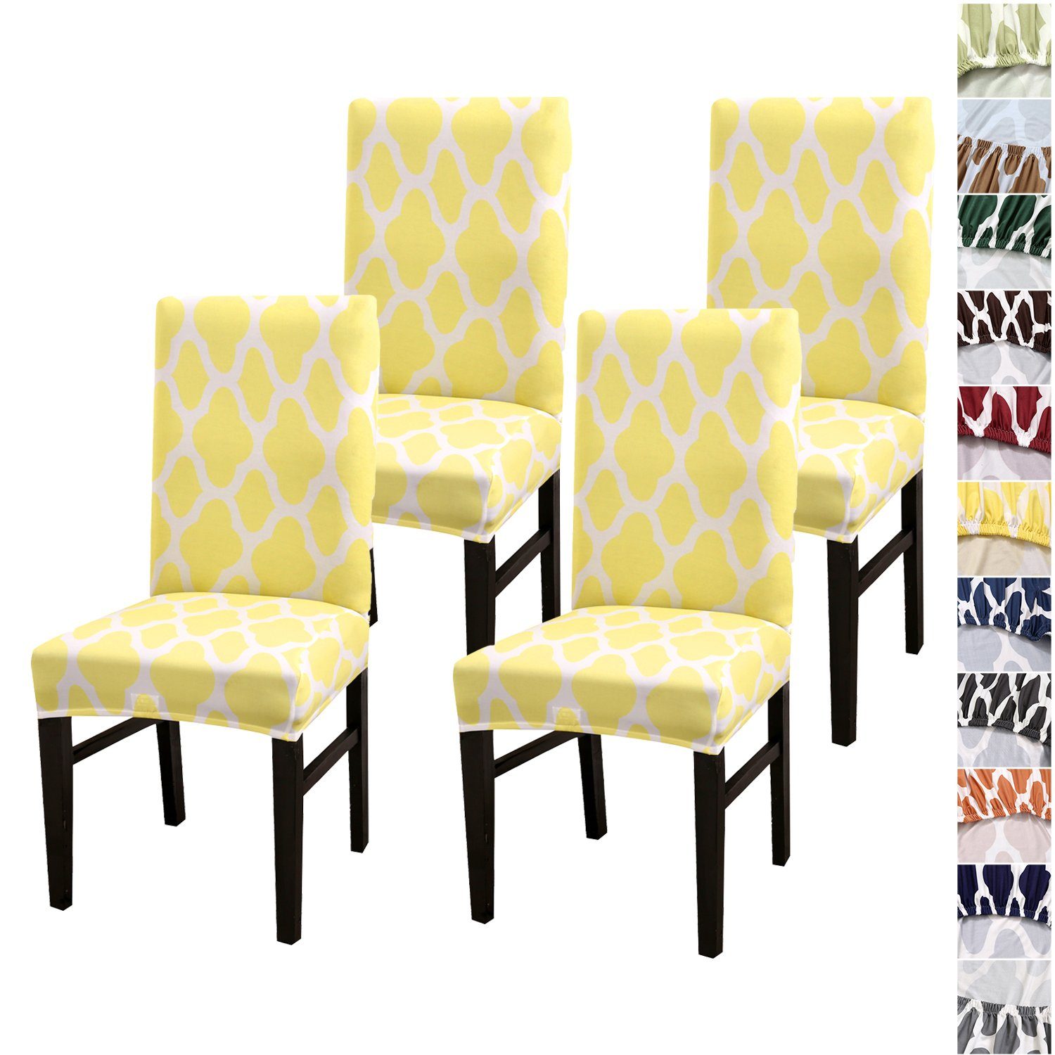 Stuhlhusse, HOMEIDEAS, 2er 4er 6er Set Stuhlbezug für Stuhl Esszimmer Gelb