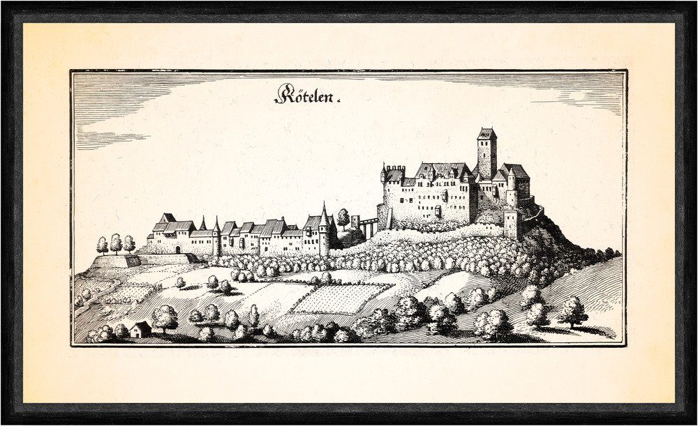 Kunstdruck Rötelen Burg Rötteln Festung Höhenburg Röttler Elsass Faks_Merian 0732