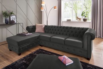 Home affaire Chesterfield-Sofa New Castle L-Form, hochwertige Knopfheftung in Chesterfield-Design, B/T/H: 255(171/72)