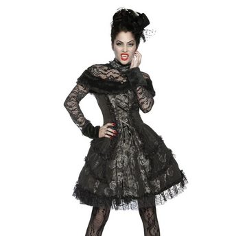 Vampir-Kostüm Gothic-Spitzenkleid Vampirkostüm Spitzenkleid Karneval Halloween