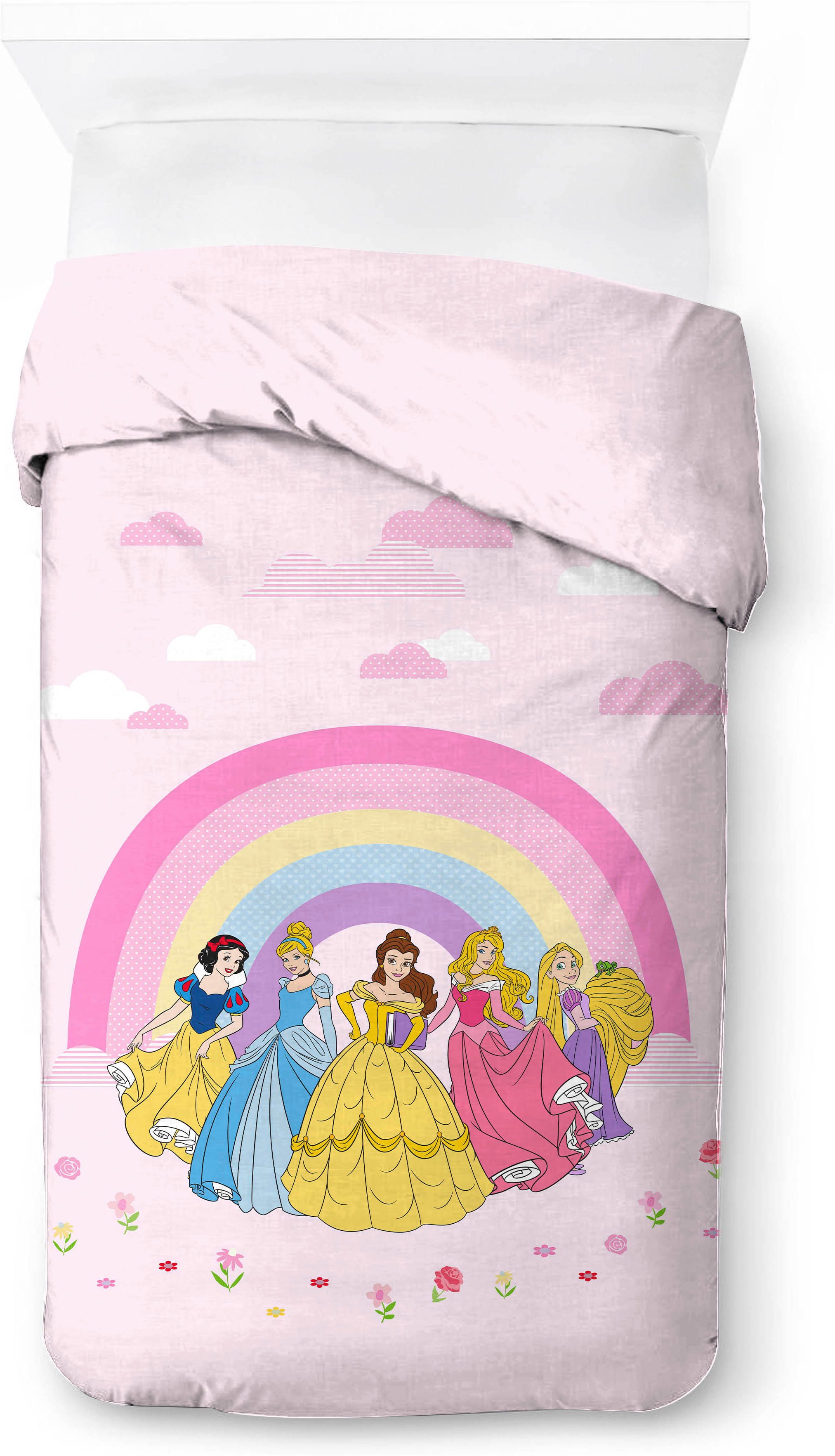 Disney Kinderbettwäsche Disney Princess Rainbow, Linon, 2 teilig, 100% Baumwolle