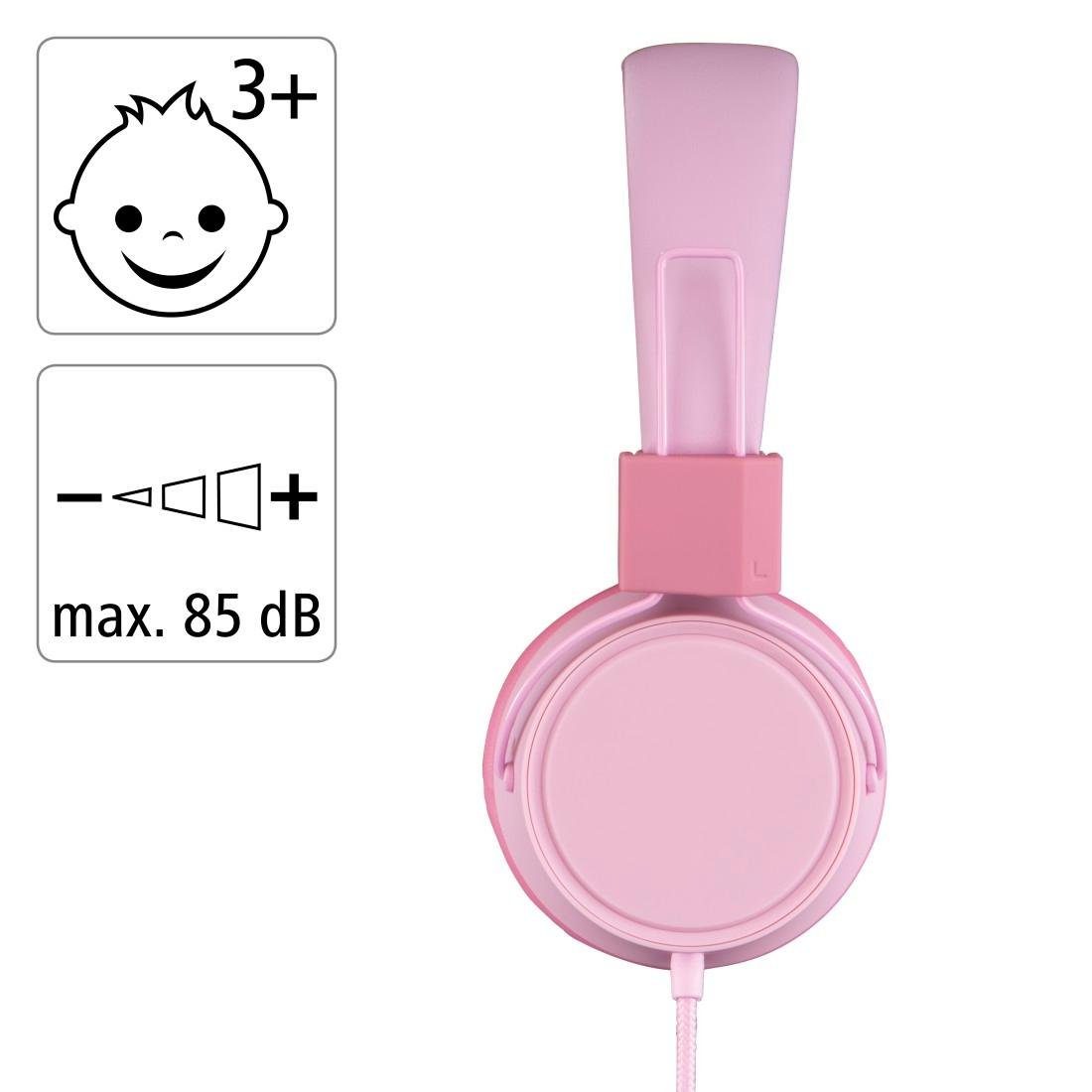 Thomson Kinderkopfhörer mit leicht 85dB On-Ear, (größenverstellbar pink Lautstärkebegrenzung auf zusammenfaltbar, weiterer möglich) On-Ear-Kopfhörer Kabel Kopfhöreranschluss