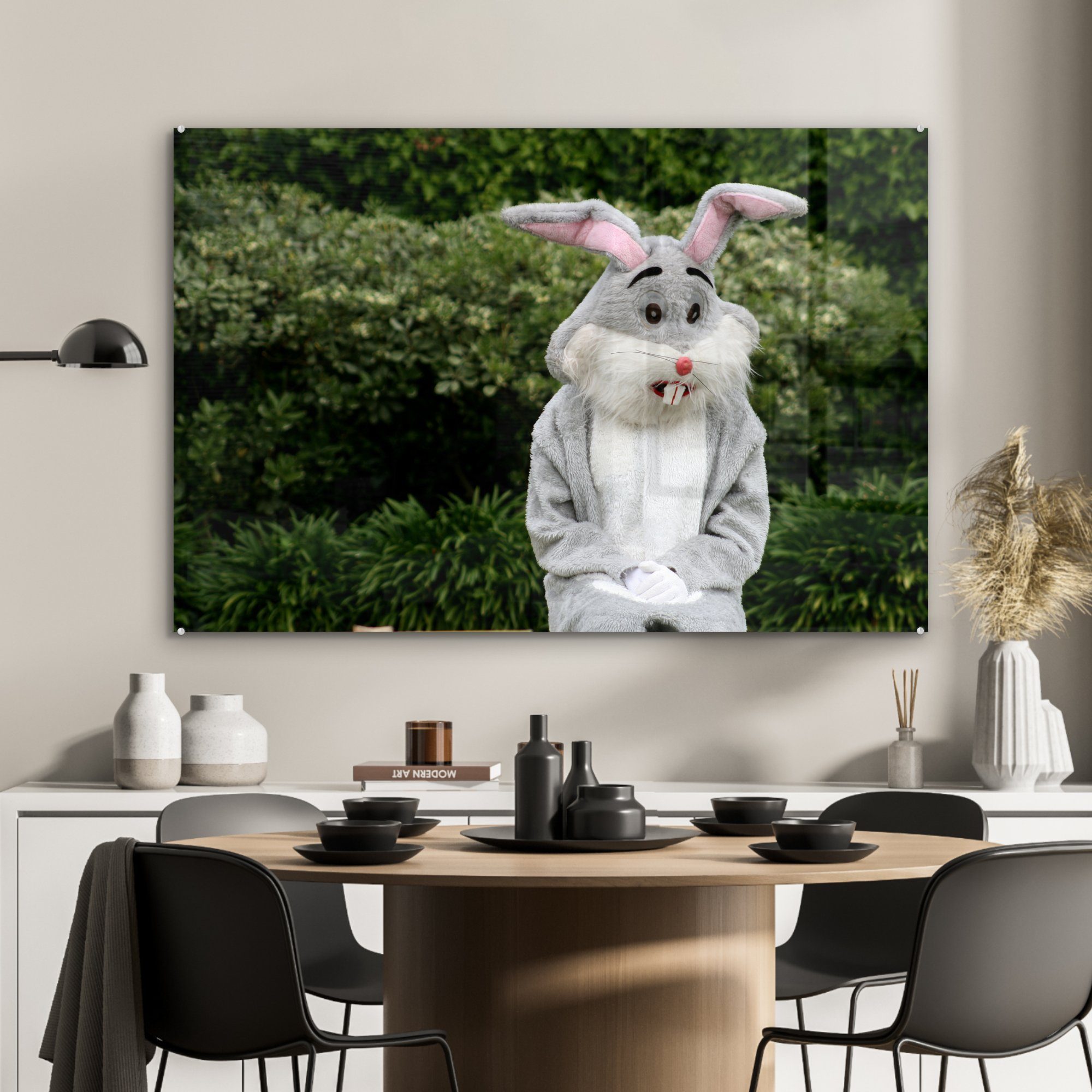 Acrylglasbild Wohnzimmer MuchoWow (1 Osterhase auf Schlafzimmer einer & St), Acrylglasbilder Bank,