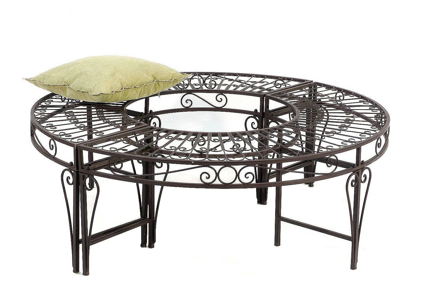 DanDiBo Rundbank Metall wetterfest Braun Ø 135 cm Baumbank 96188 Sitzbank, aus Metall gefertigt