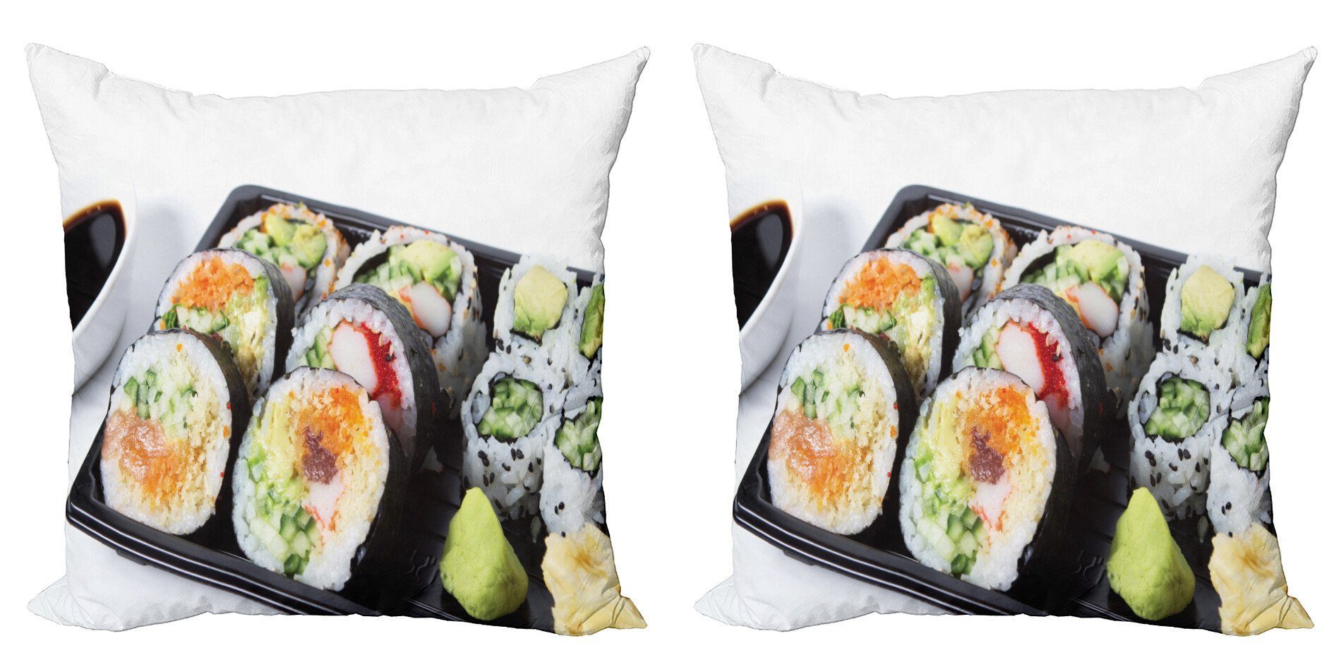 Kissenbezüge Modern Accent Doppelseitiger Digitaldruck, Abakuhaus (2 Stück), Wasabi Verschiedene Sushi Platte Photo