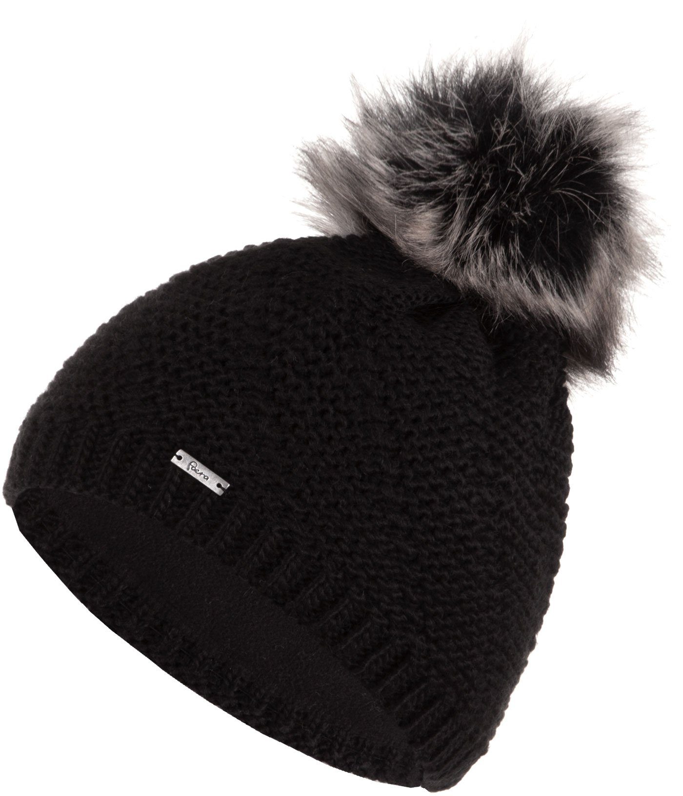 Faera Bommelmütze Wintermütze Damen Mütze Beanie Winter Haube gefüttert Strickmütze