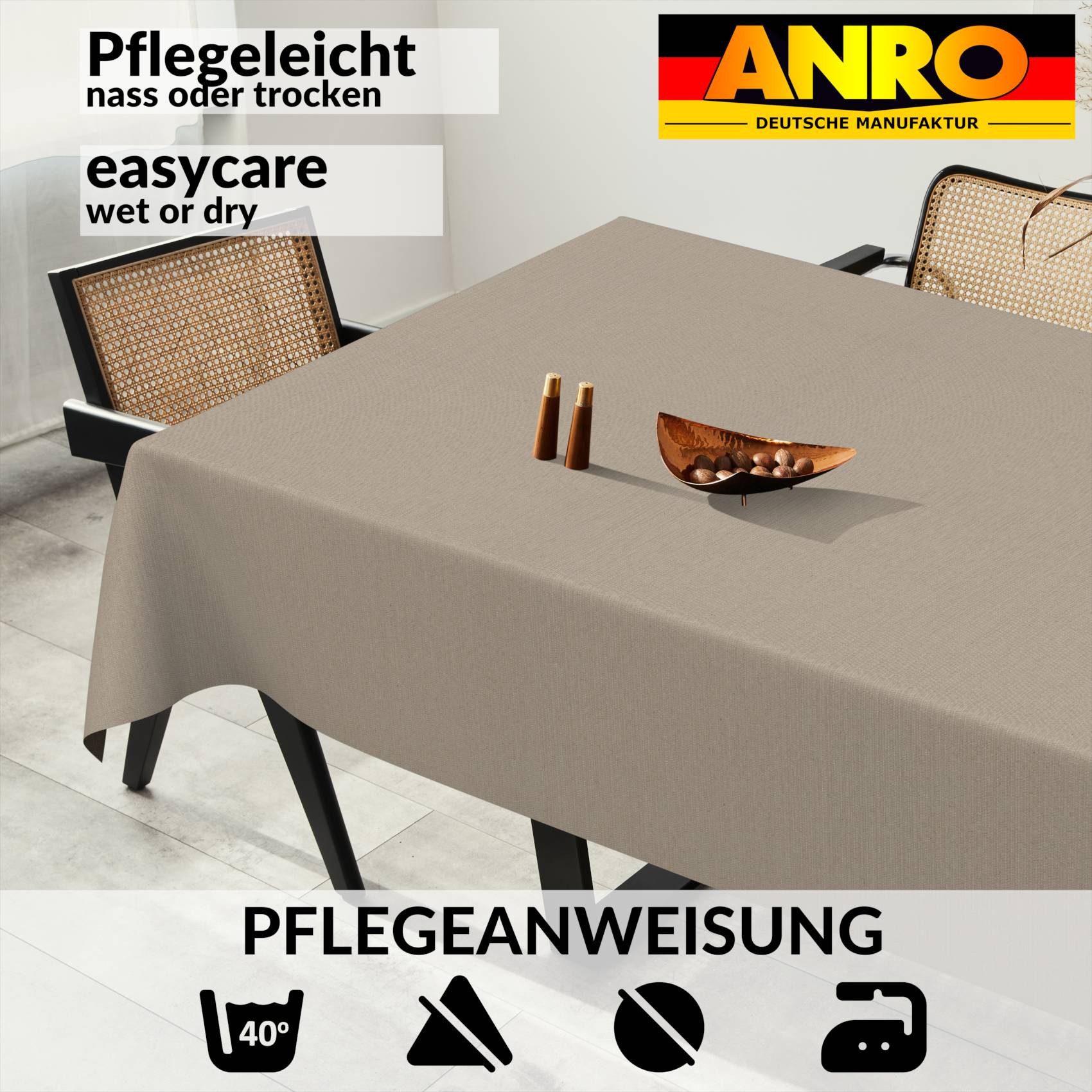 ANRO Tischdecke Hochwertig Tischwäsche mit Beschichtung (Einzelstück 1-tlg), Premium TEFLON und 2-Fache Acryl Beschichtung
