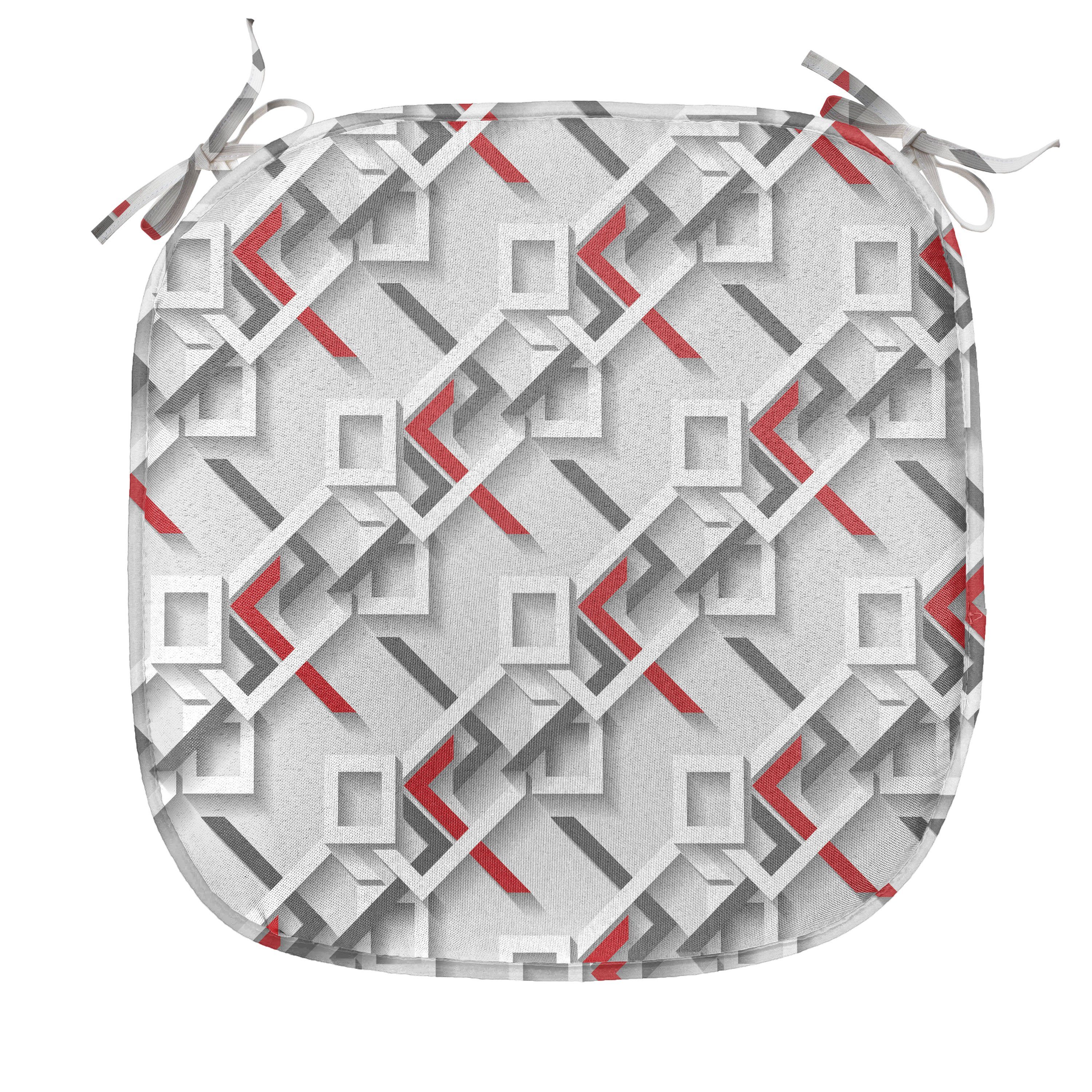 Abakuhaus Stuhlkissen Dekoratives wasserfestes Kissen mit Riemen für Küchensitze, Geometrisch Moderne Grid Design-