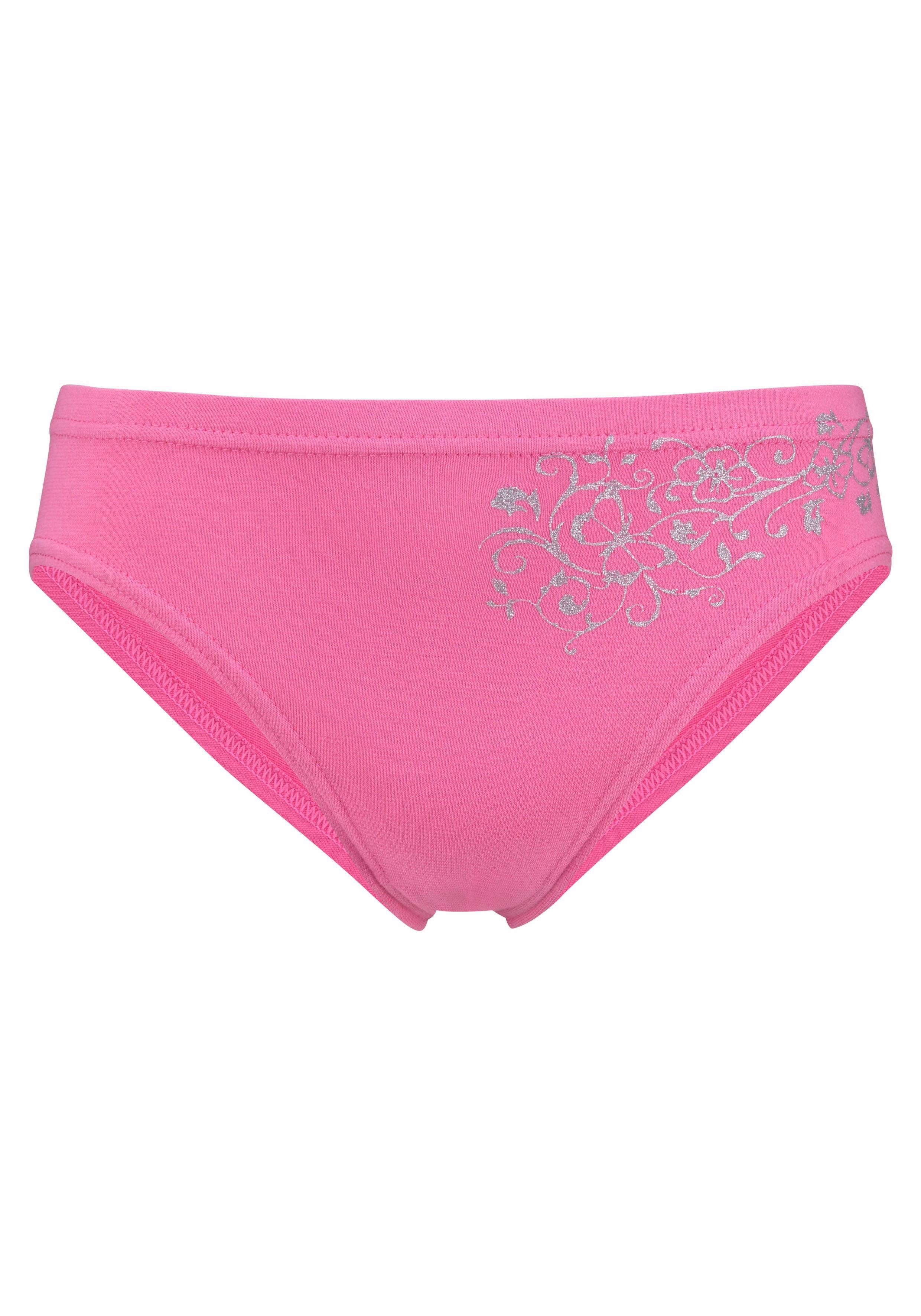 petite fleur Bikinislip (Packung, 4-St) schöner Basic für jeden Tag, mit floralem Glitzerdruck