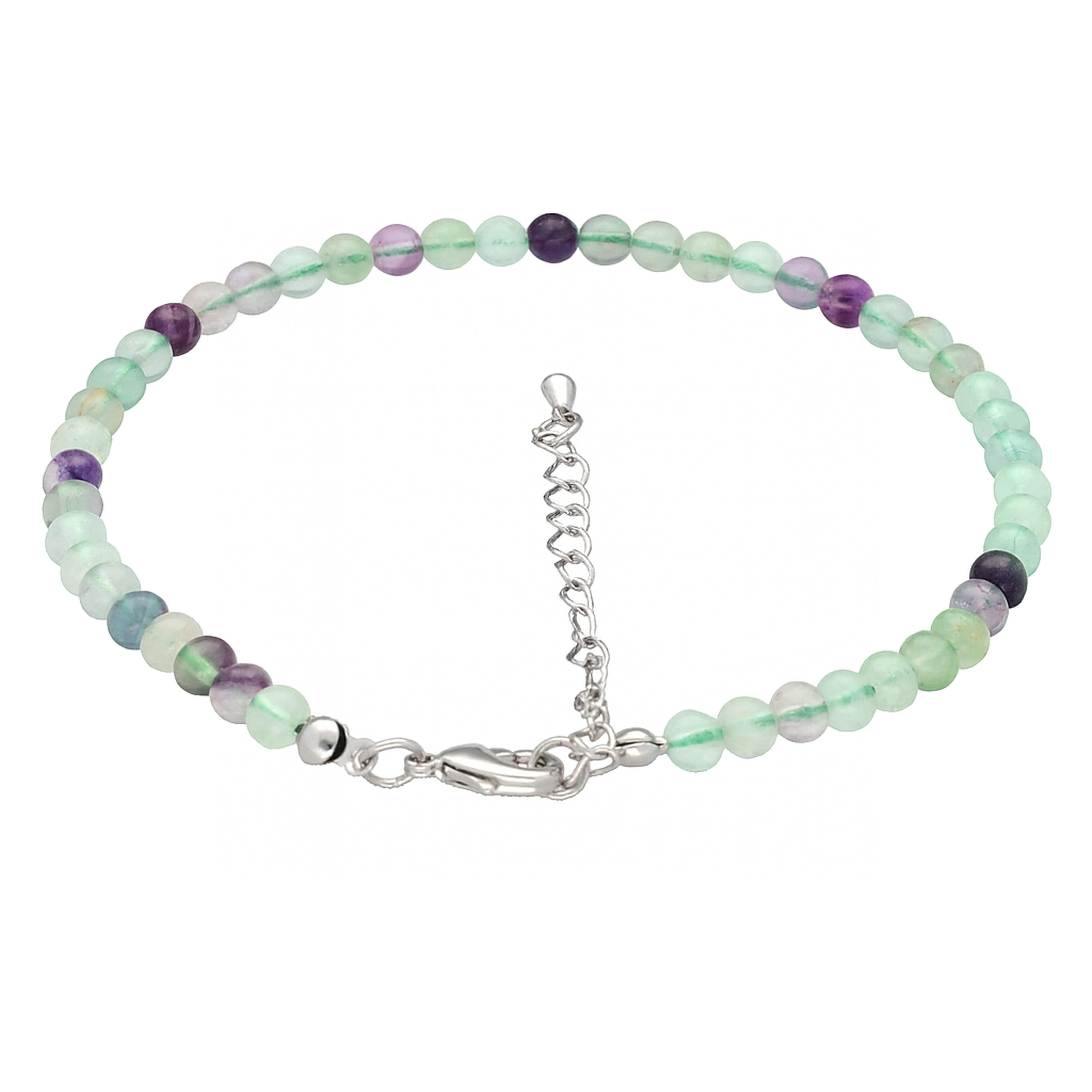 Lebensquelle Plus Fußkette mit Anhänger Fluorit, bunt Fußkettchen, 4mm