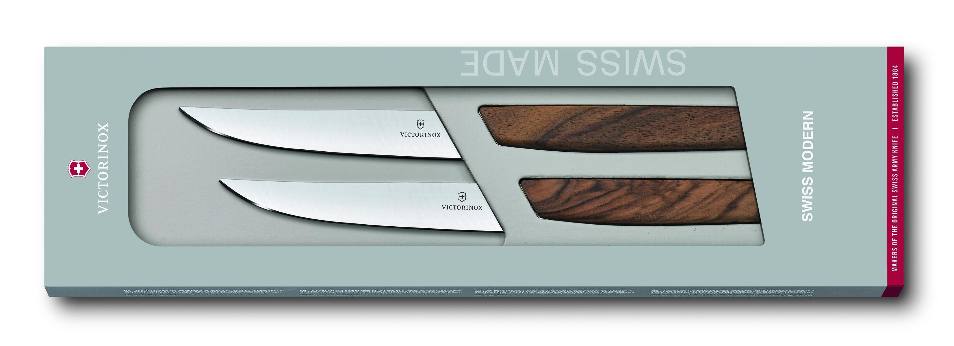 Taschenmesser Geschenkv. Victorinox Swiss Nussb., 2-teilig, Modern 12cm, Steakmesser-Set,