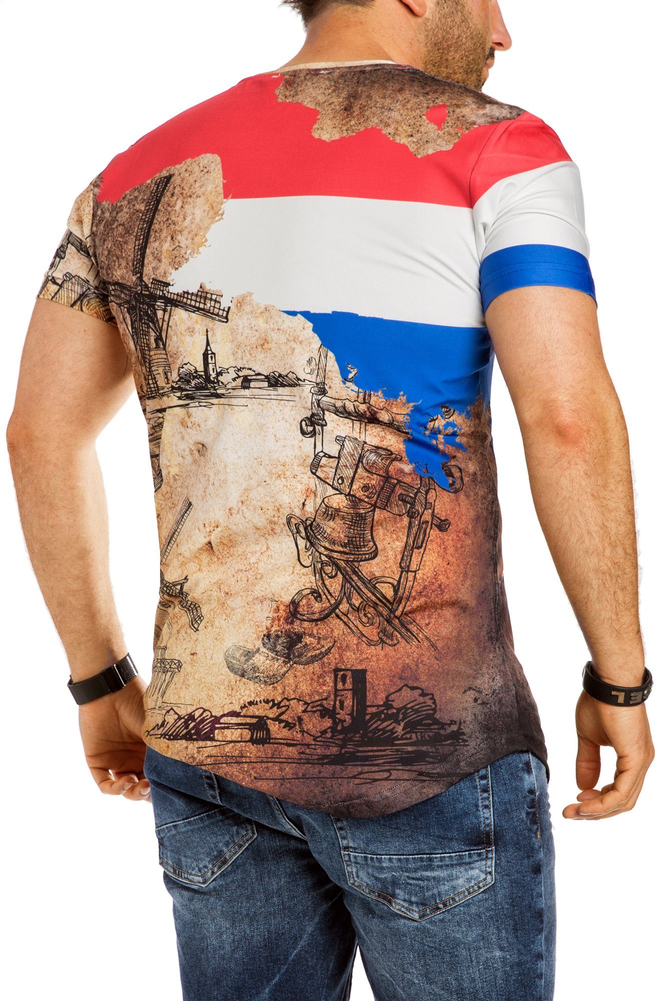 RMK T-Shirt Herren T-Shirt Tee Holland Netherlands EM Fan Oversize Trikot WM Rundhals-Ausschnitt Shirt