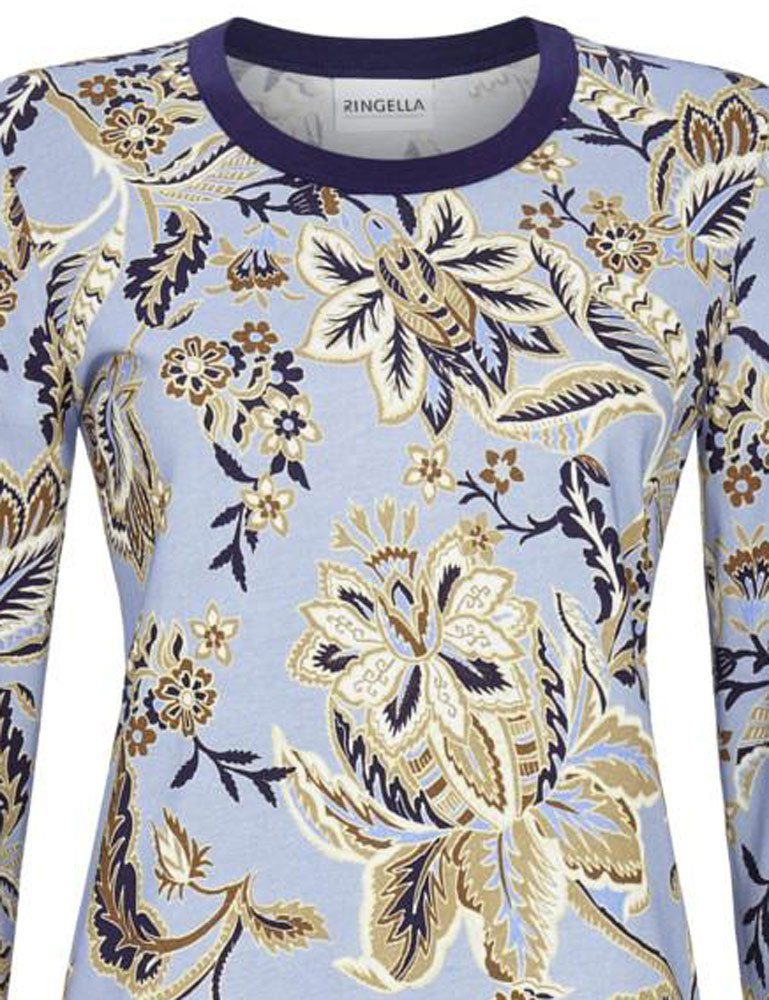Langarm Strickbünd RINGELLA Ringella Nachthemd mit Nachthemd Florales