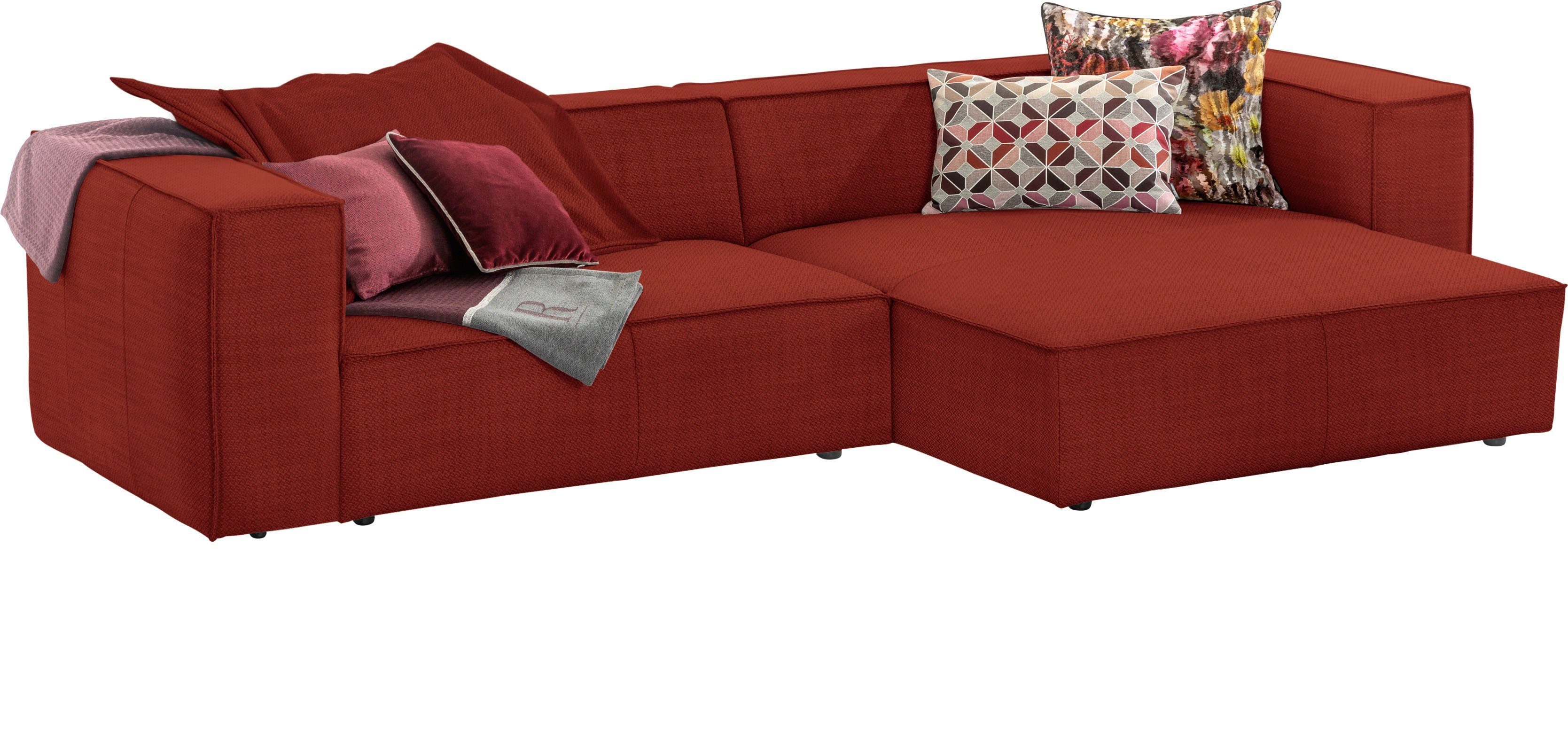 W.SCHILLIG Ecksofa mit mit Biese, around-the-block, eleganter Federkern