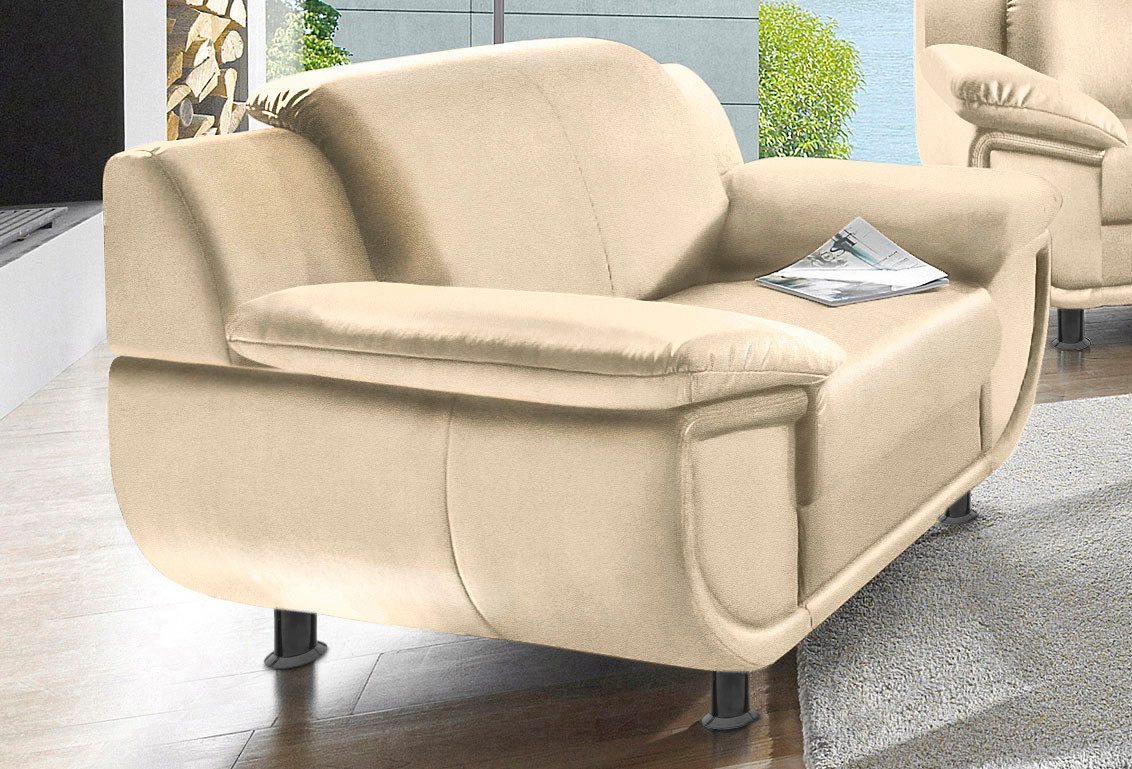 TRENDMANUFAKTUR Sessel Rondo, Breite 121 cm, breite Armlehnen, Füße schwarz, Big-Sessel wahlweise mit Federkern, in verschiedenen Bezügen