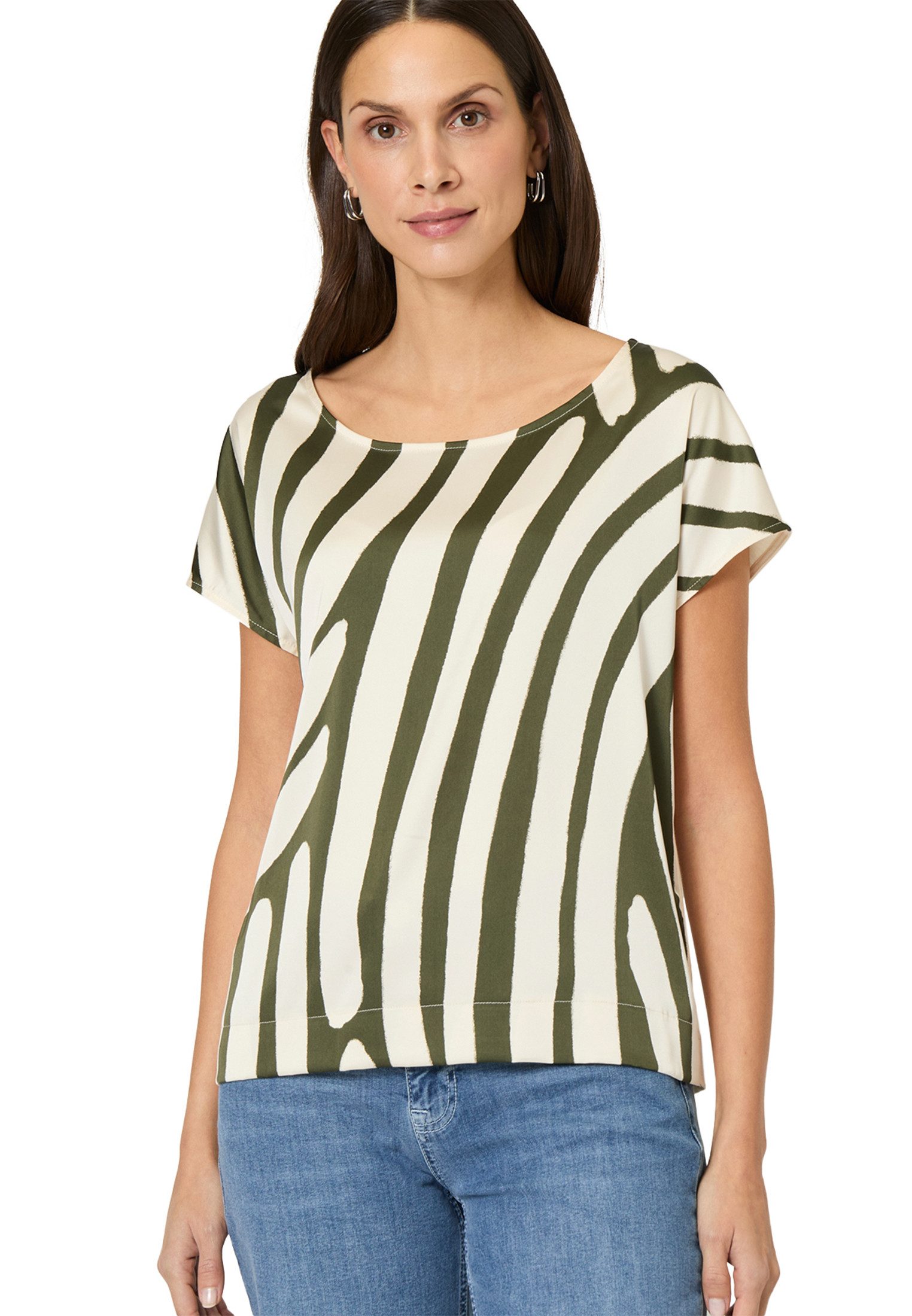 Kurzarmshirt zero Satinshirt mit Print