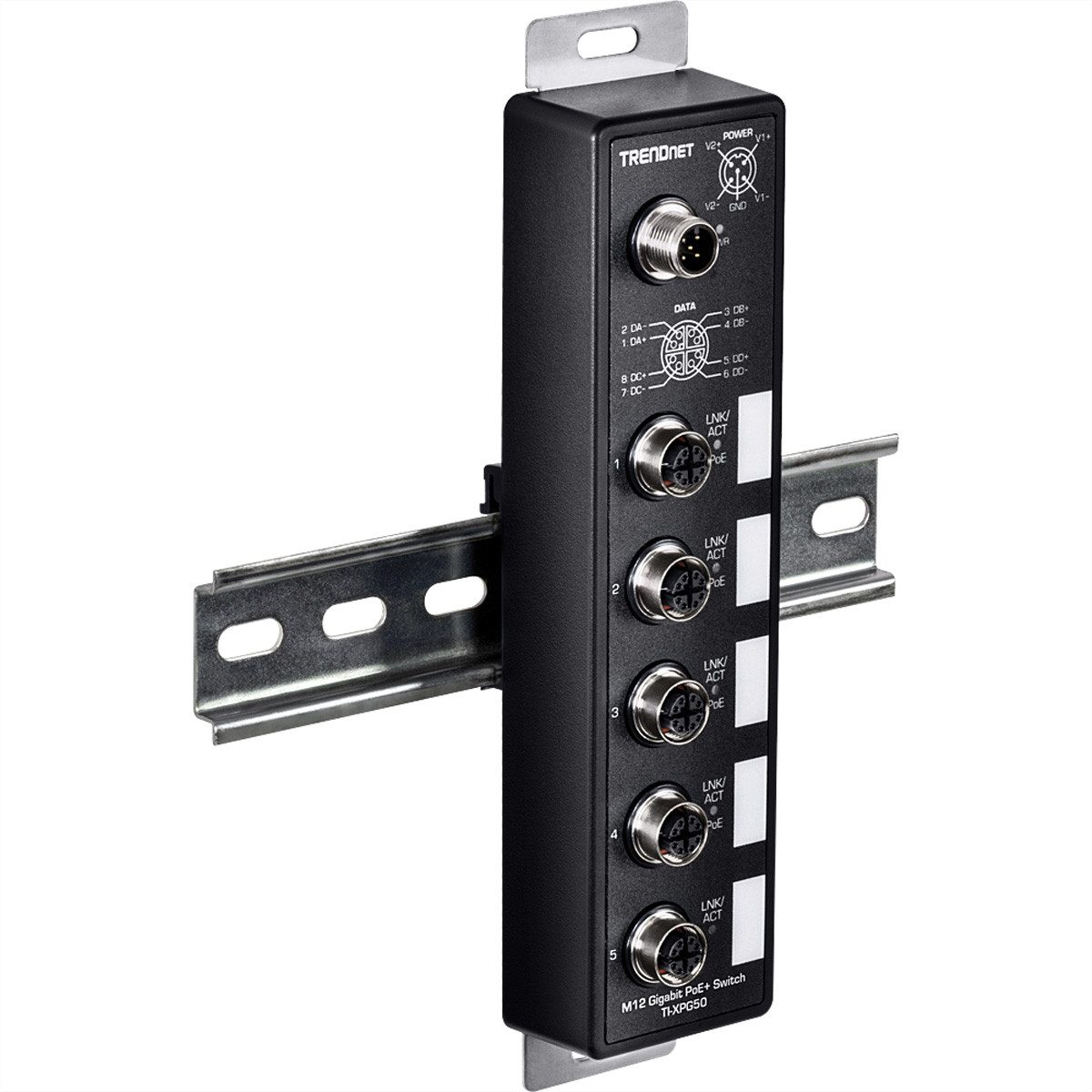 Trendnet TI-XPG50 PoE+ Railway Switch Netzwerk-Switch (5-Port Industrial EN50155 M12 Gigabit)