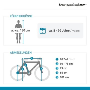 bergsteiger BMX-Rad »Tokyo 20 Zoll BMX, Fatbike, 360° Rotor-System, Freestyle«, 1 Gang