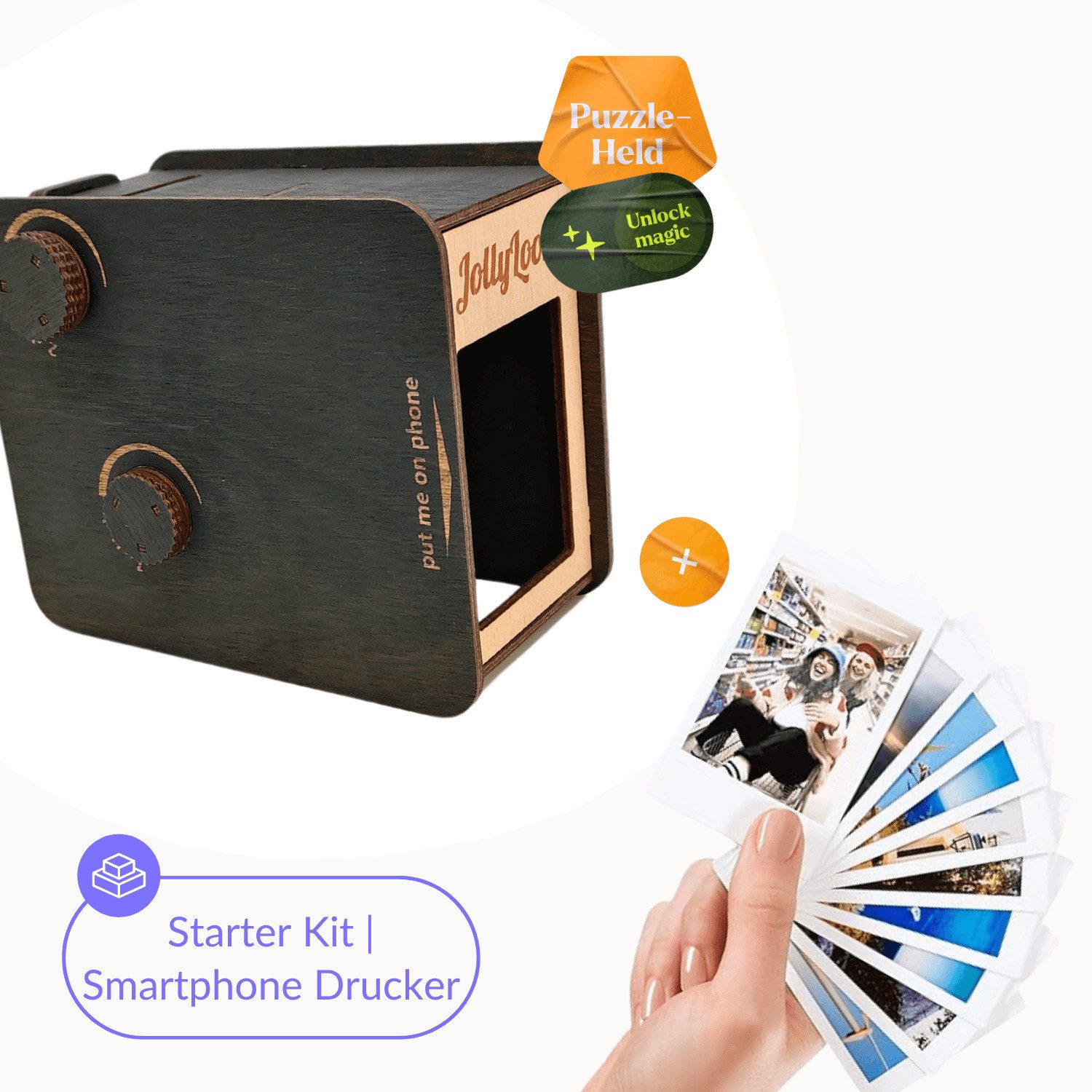 MagicHolz Modellbausatz Smartphone Drucker für Instax Mini Bilder aus Holz, (2-tlg)