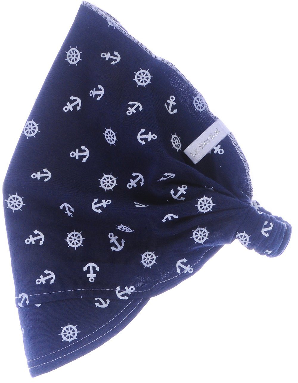 La Bortini Kopftuch Baby und Kinder Kopftuch Bandana Sommer Mütze in Blau mit Anker, aus reiner Baumwolle, elastisch, weich, mit Gummizug