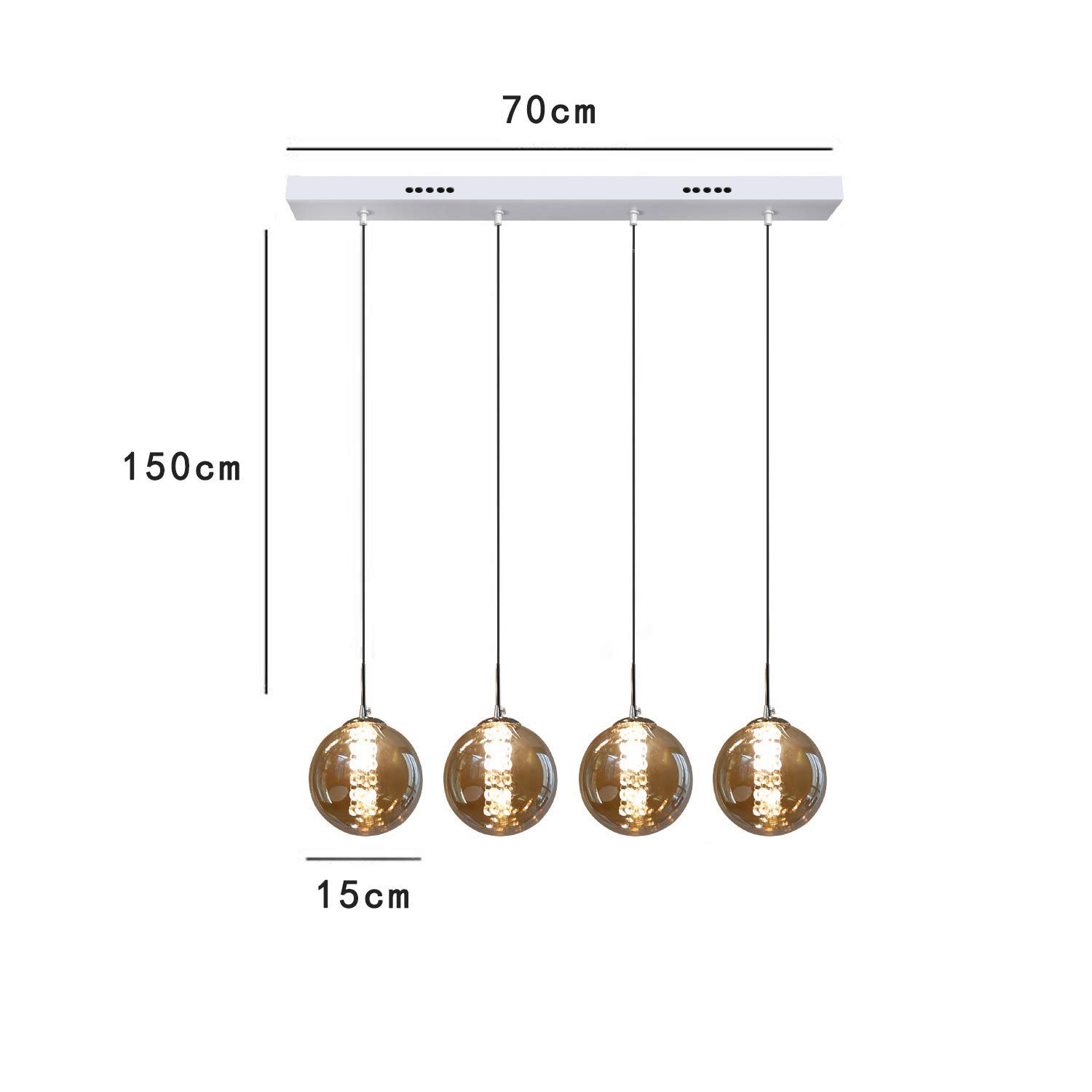 ZMH Pendelleuchte Esstisch 3/4/6/10/15-flammig,G9 Hängeleuchte, 3000 K, LED wechselbar, Warmweiß, 150 cm höhenverstellbar, inkl. Leuchtmittel – Bild 4 von 5