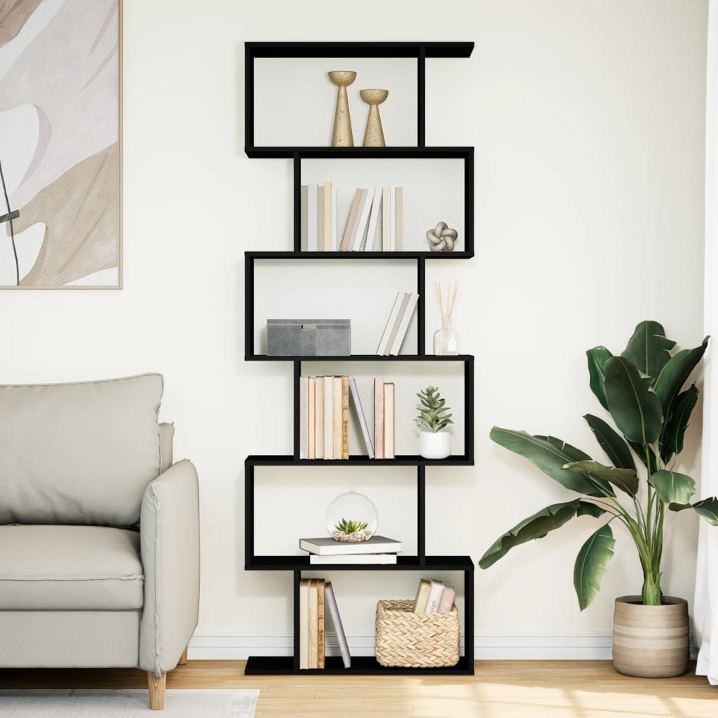 vidaXL Bücherregal Raumteiler-Bücherregal 6 Etagen Schwarz günstig online kaufen