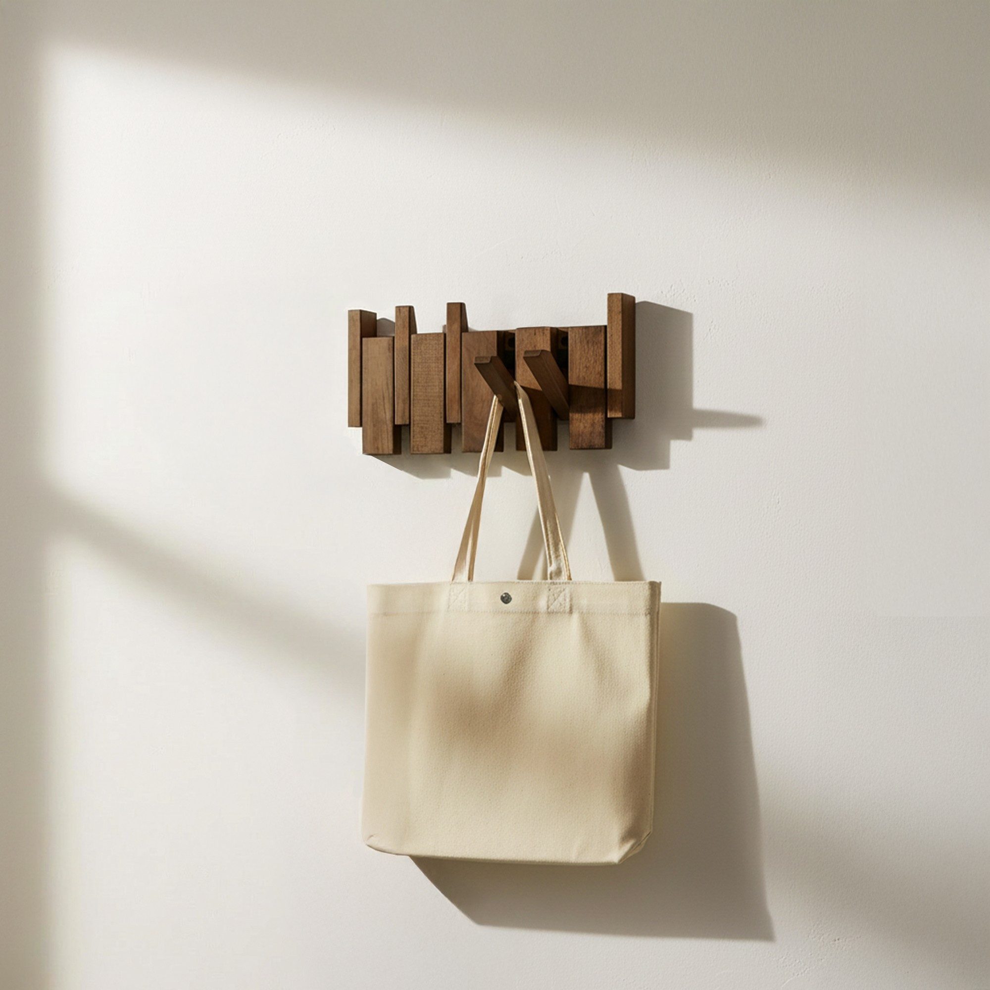 HOME DELUXE Garderobenleiste PORTE - 32cm/56 cm/ 80cm - wählbar, 4 Haken, bewegliche Haken, Garderobe aus Holz