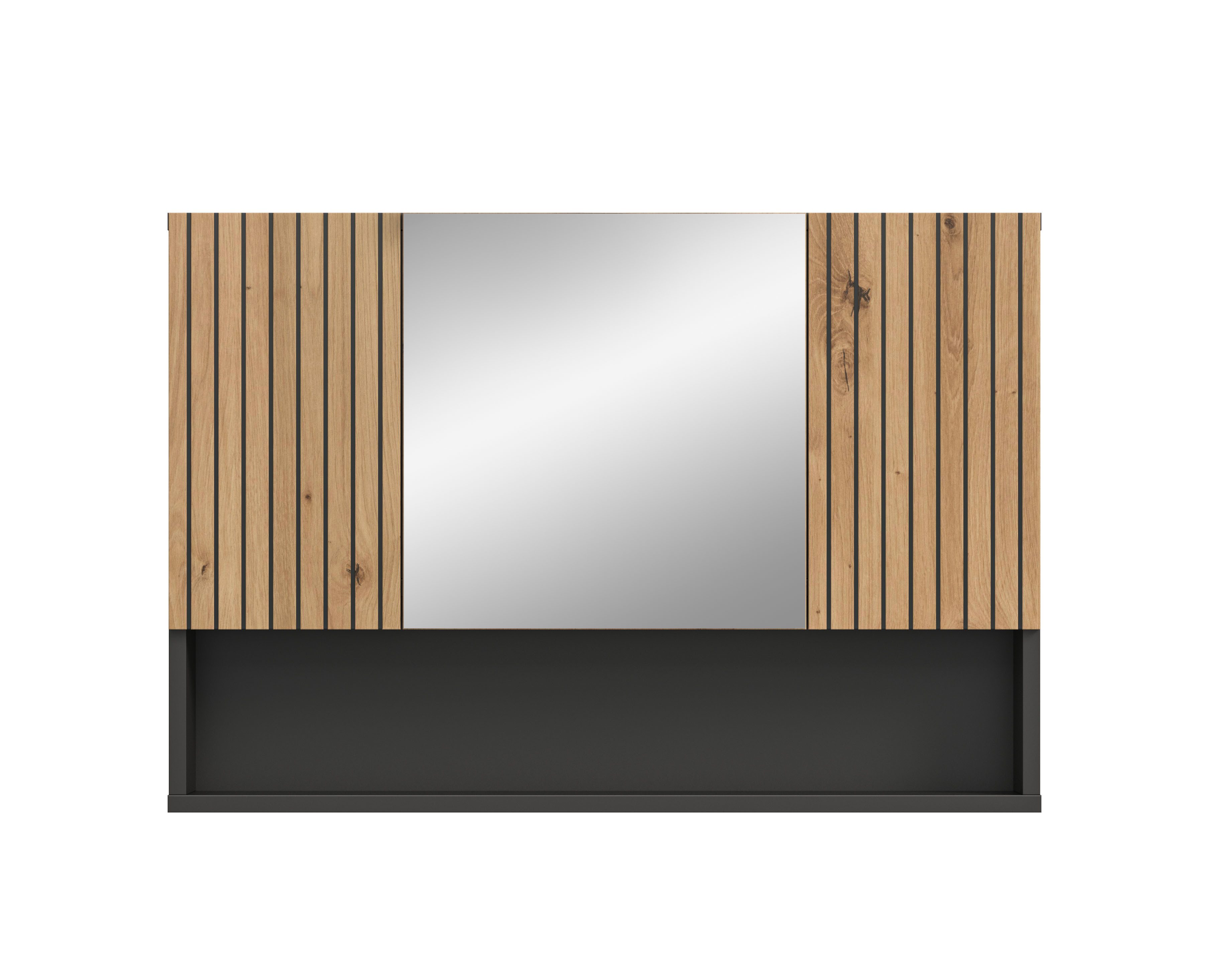 furnling Badezimmerspiegelschrank Molu (1-St) 1 offenes Fach, 1 Spiegeltür, 2 Türen, Paneelstruktur, Breite 80 cm