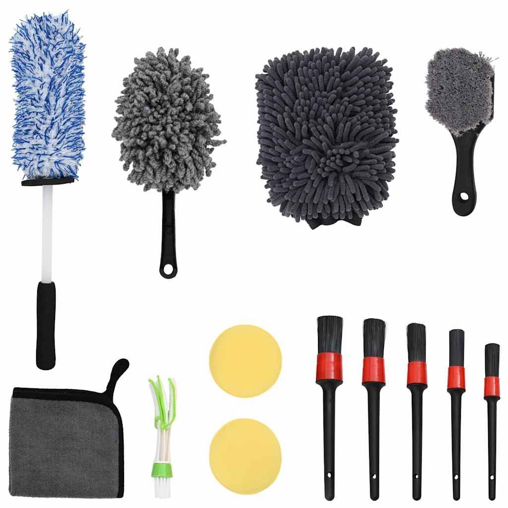 vidaXL Reinigungsbürsten-Set Auto Bürsten Set Mehrfarbig Poly-Rattan, (13-tlg)