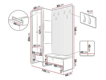 MIRJAN24 Garderoben-Set Balma III, (Komplett-Set, Kleiderschrank, Unterschrank mit Lamellen, 6x Paneel 42x42), Griffe aus Metall